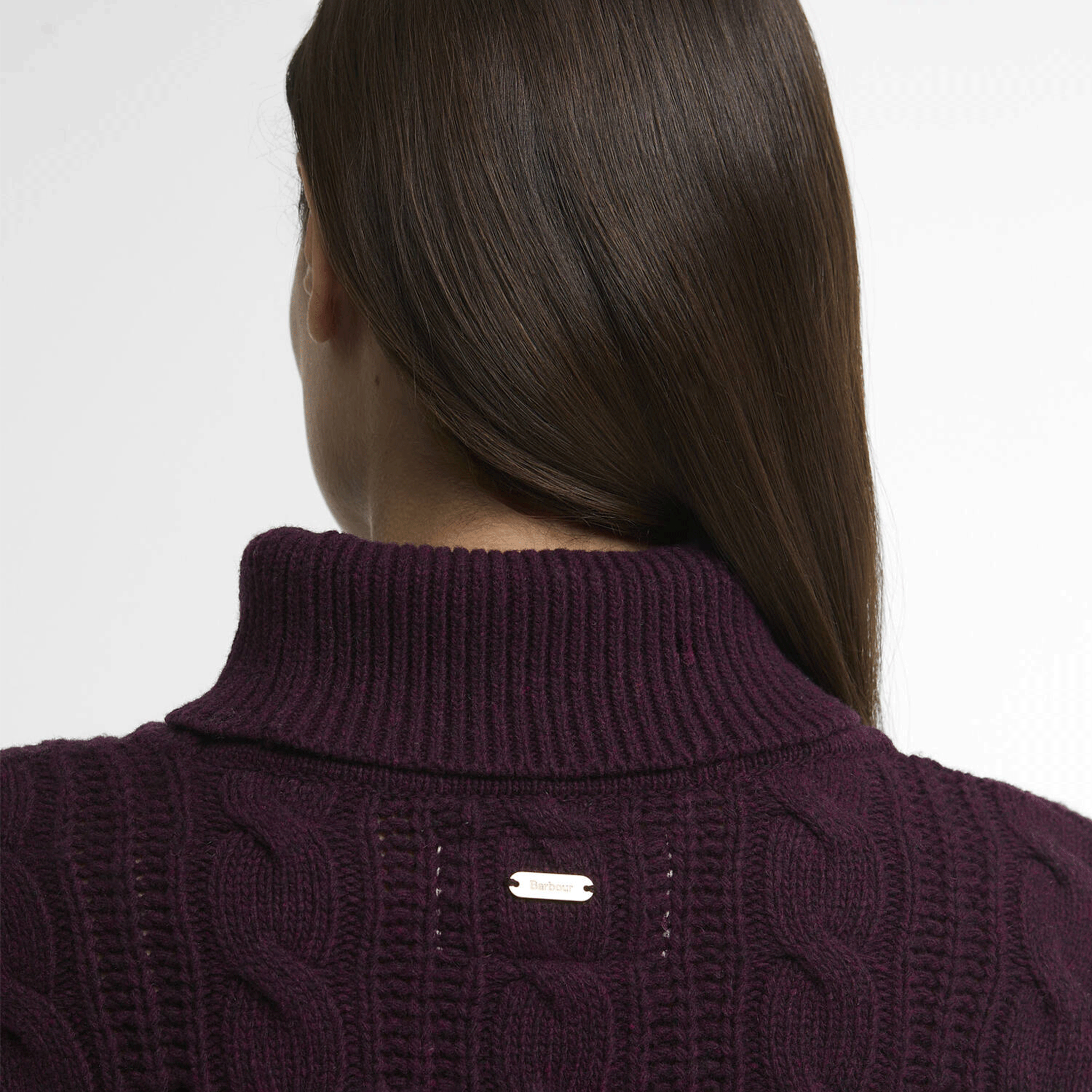 Barbour Agatha Wool Cable Knit Rollneck Jumper Fig