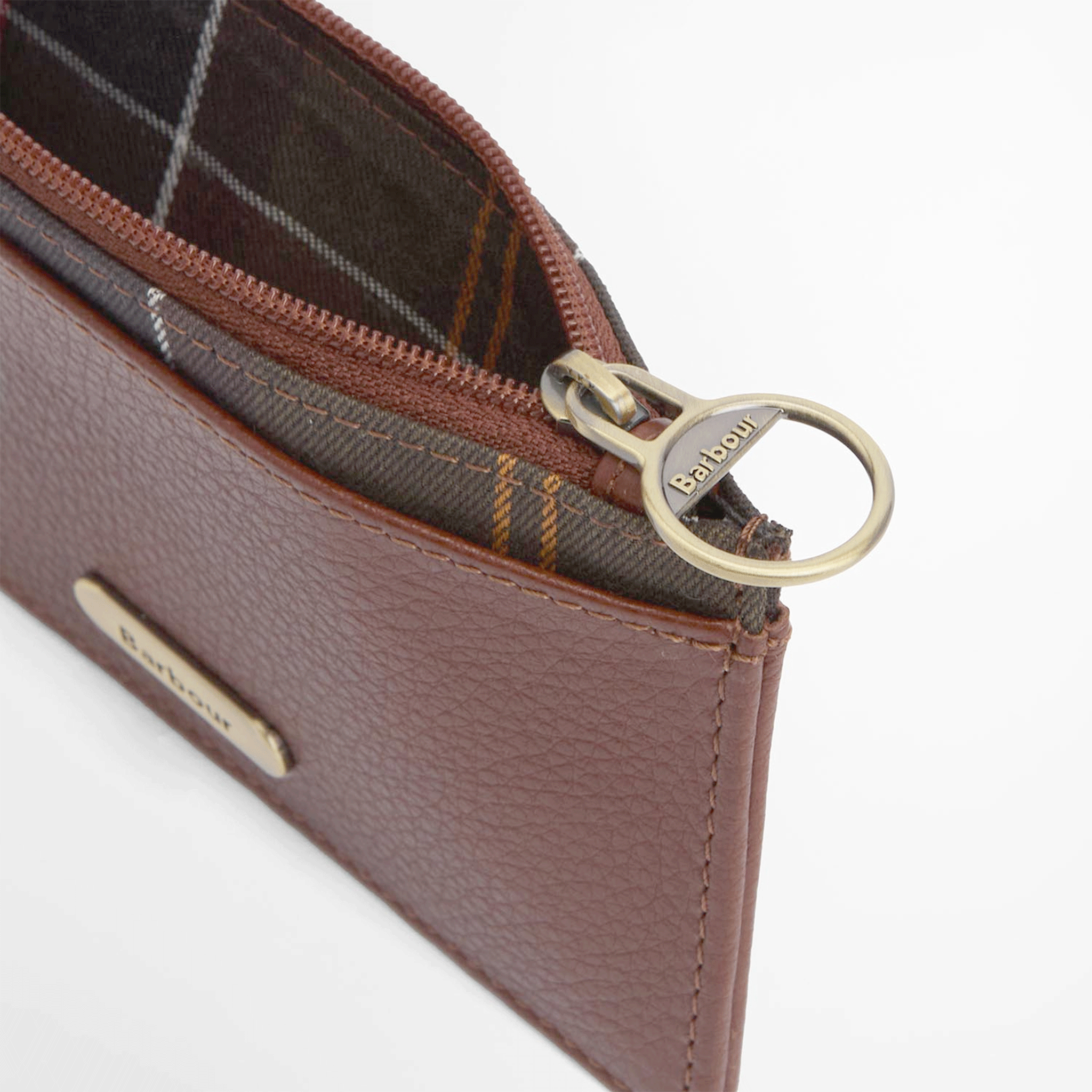 Barbour Alder Leather Card Holder - Brown/Classic
