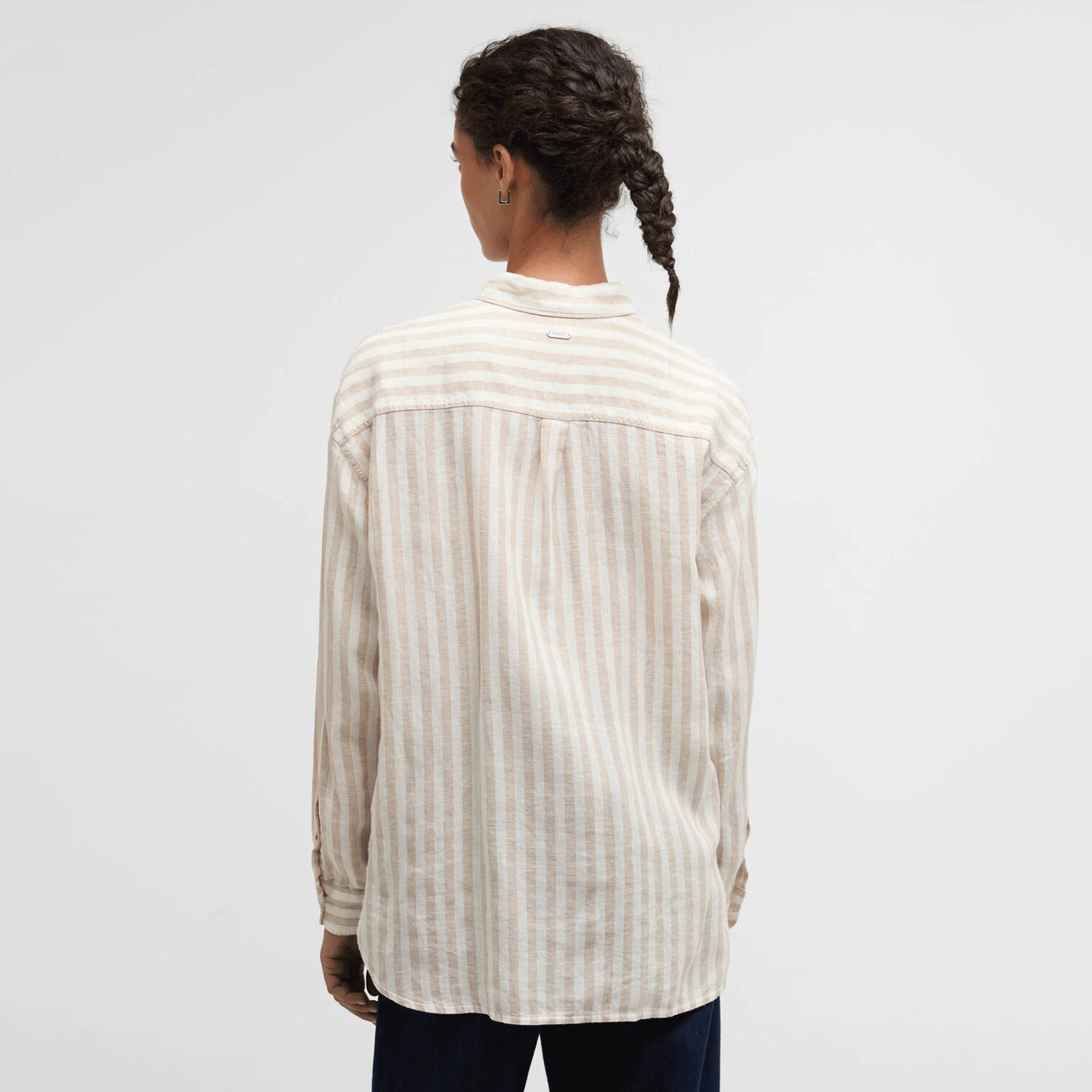Barbour Annie Women's Linen Shirt Light Sand Stripe