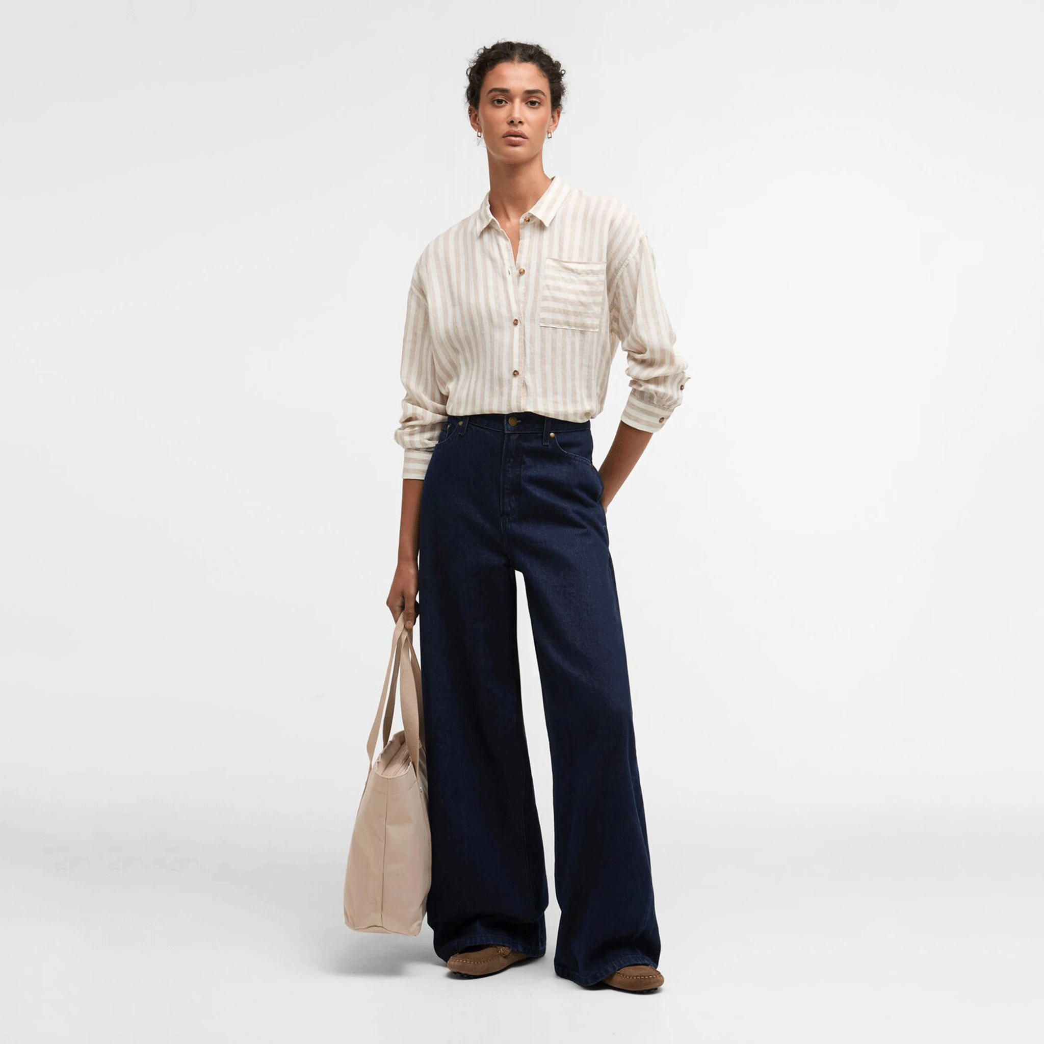 Barbour Annie Women's Linen Shirt Light Sand Stripe