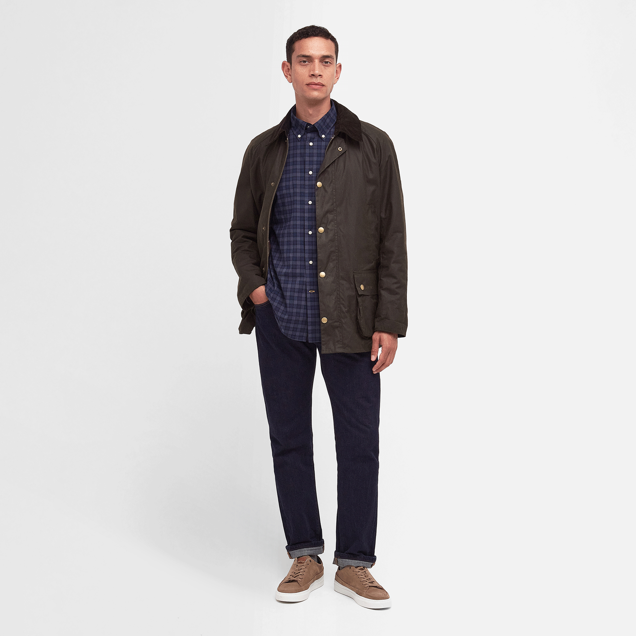 Barbour Ashby Waxed Jacket Olive Mens