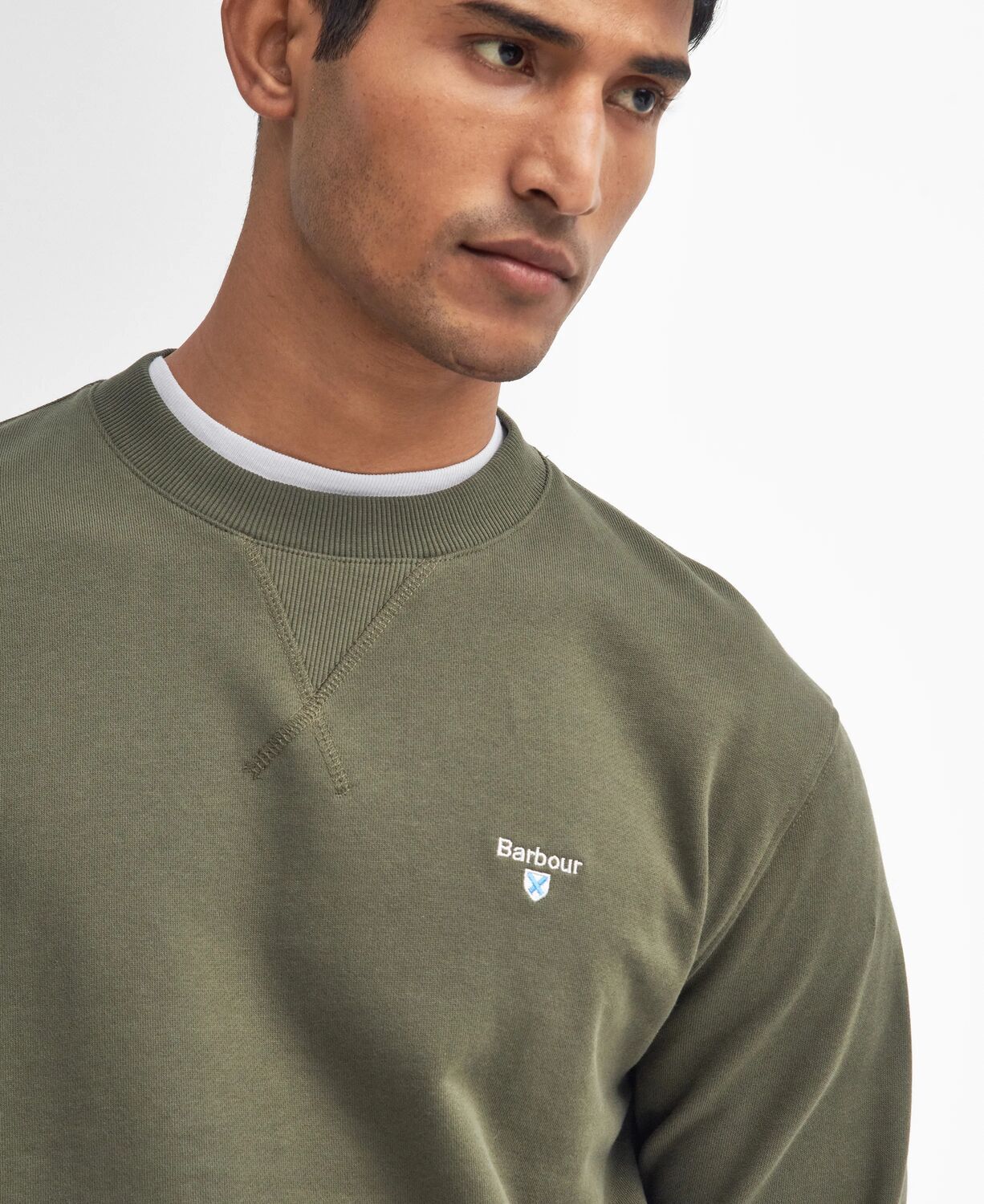 Barbour Beckhill Crew Neck Sweatshirt Mid Olive 3