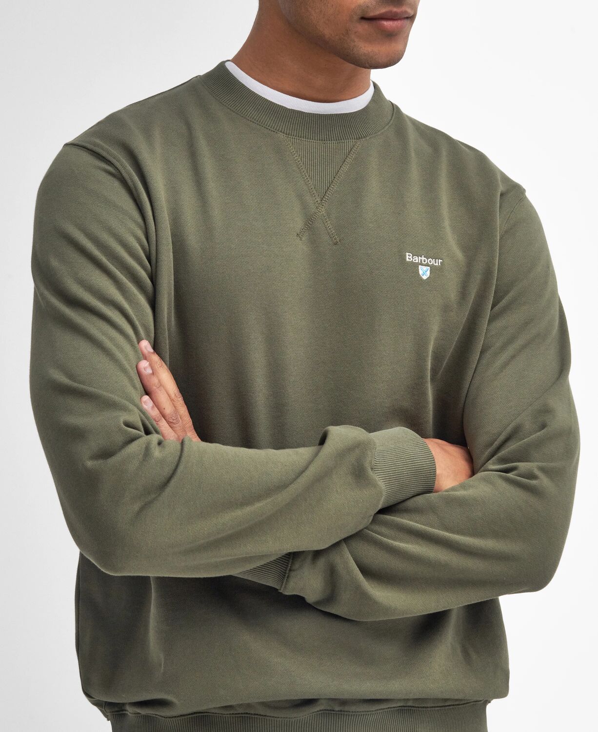Barbour Beckhill Crew Neck Sweatshirt Mid Olive 4