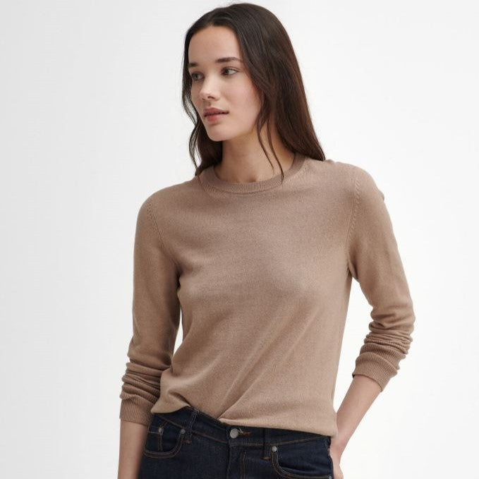 Barbour Brambles Ladies Crew Neck Jumper Sand Dune 1