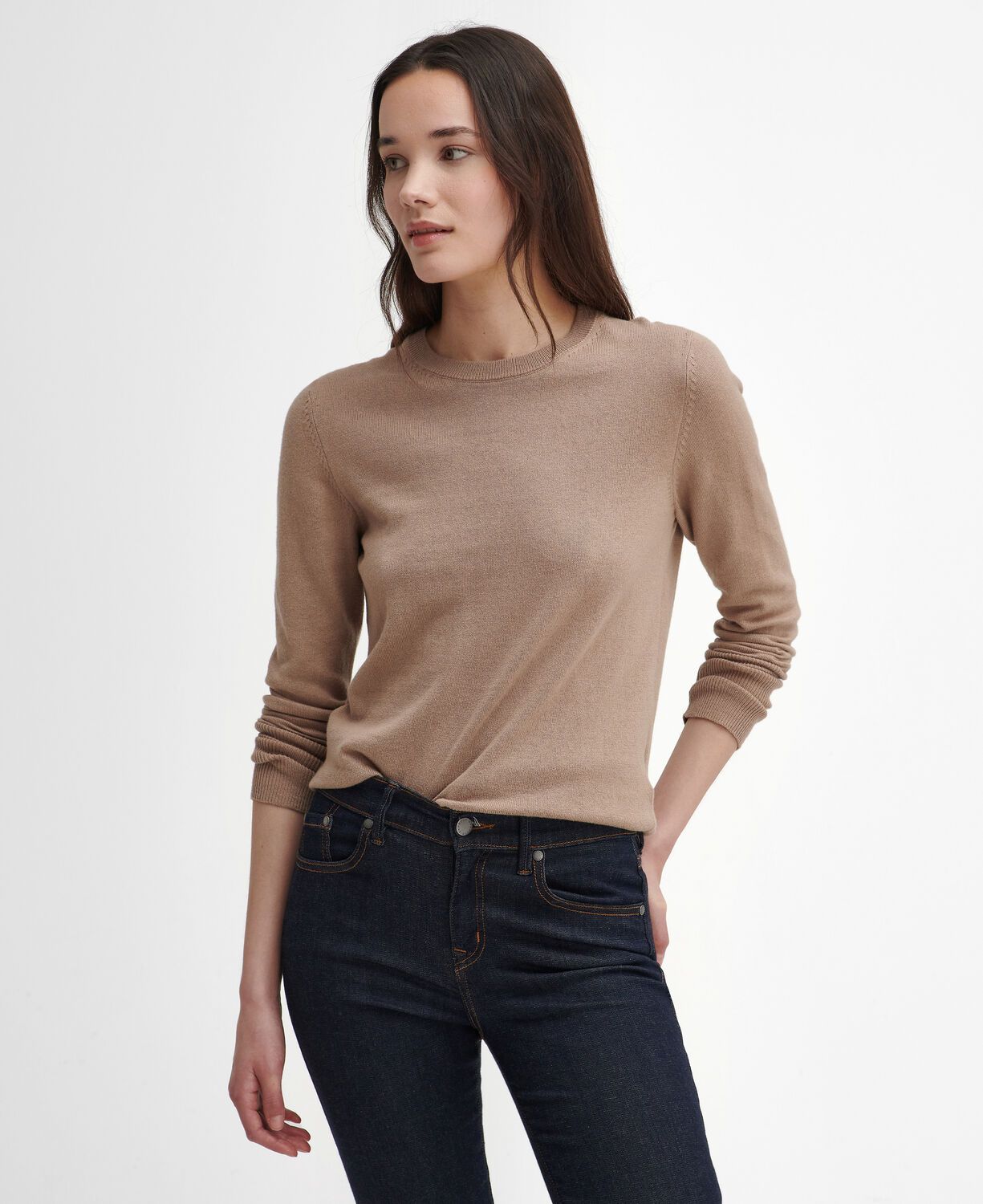 Barbour Brambles Ladies Crew Neck Jumper Sand Dune 2