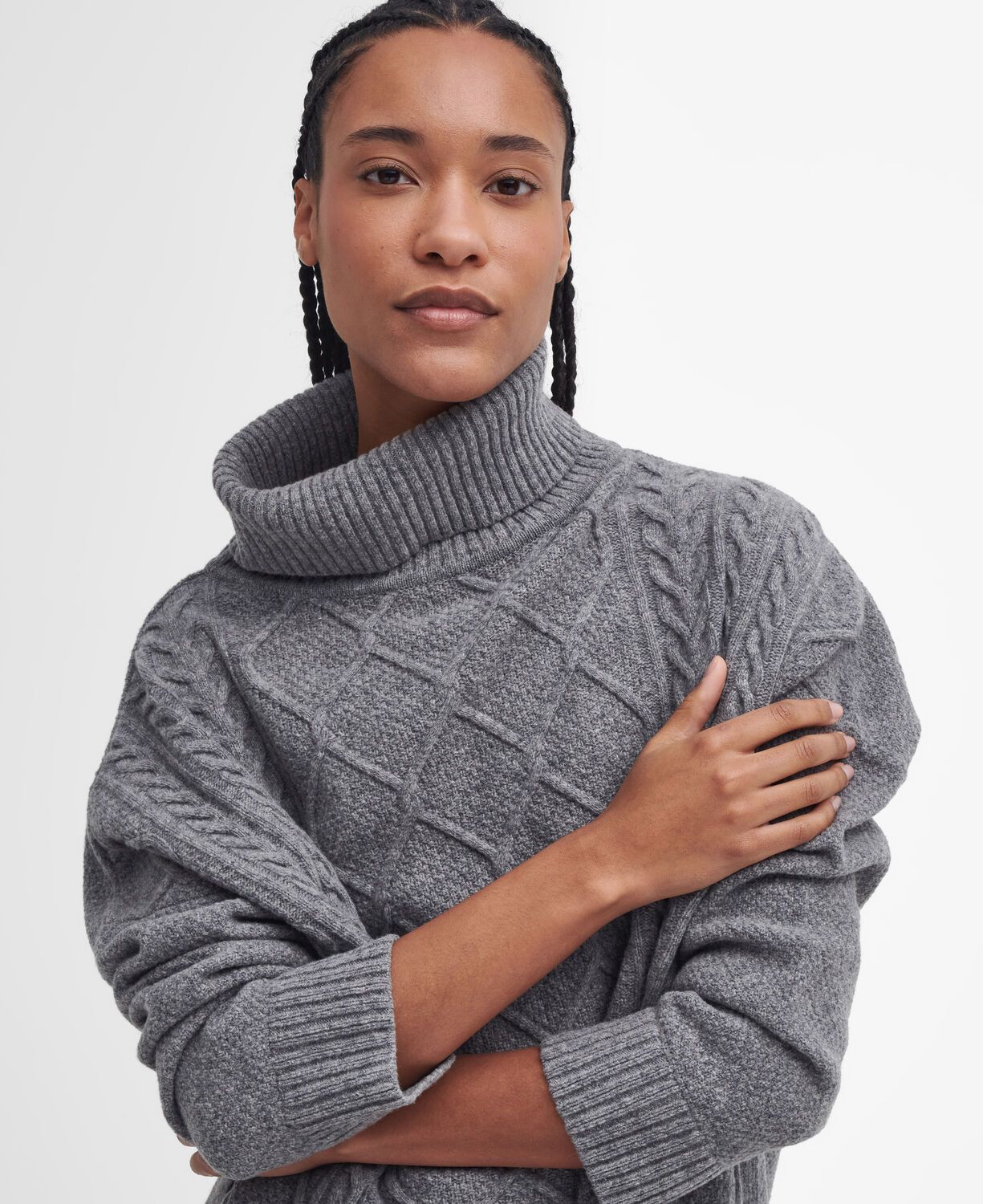 Barbour Burne Cape Knit Jumper Grey Marl 3