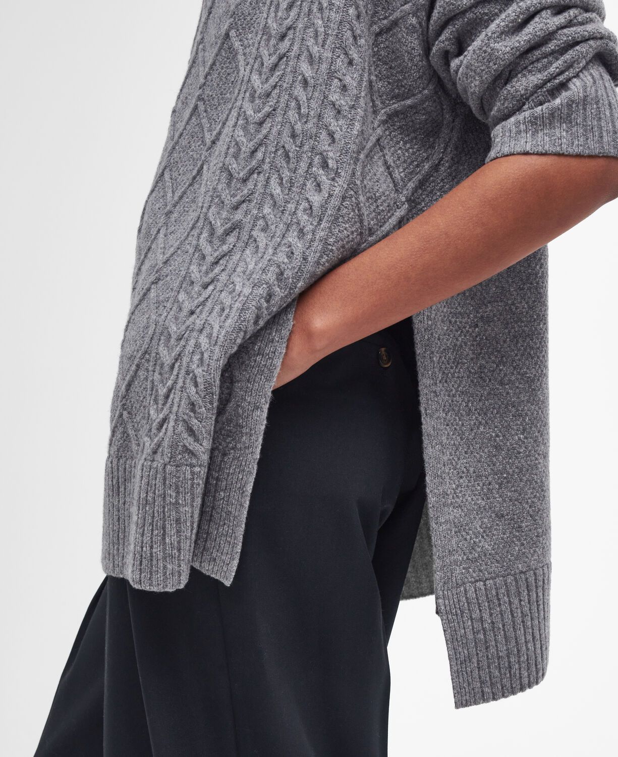 Barbour Burne Cape Knit Jumper Grey Marl 4