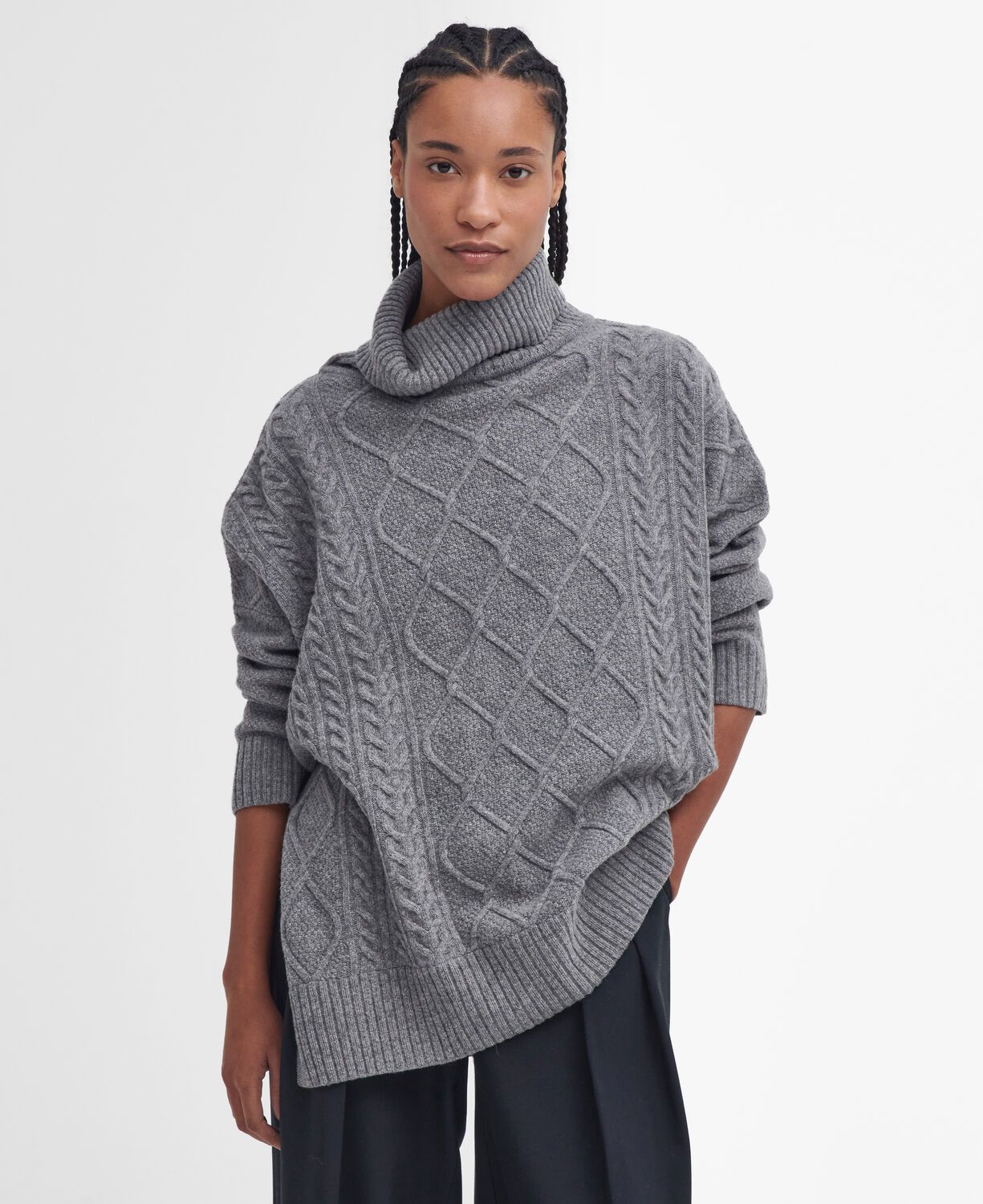 Barbour Burne Cape Knit Jumper Grey Marl 5