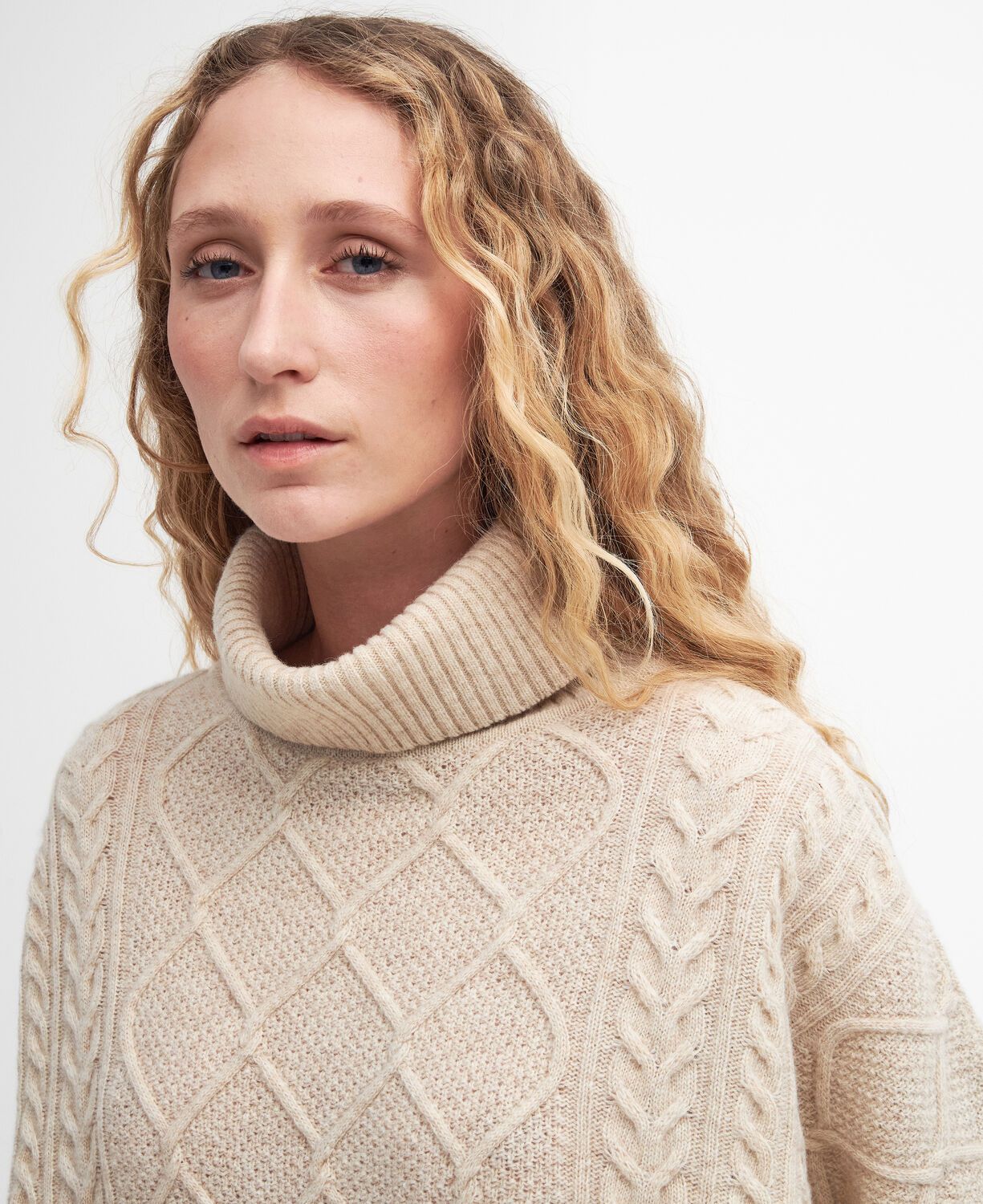 Barbour Burne Cape Knit Jumper Oatmeal 6