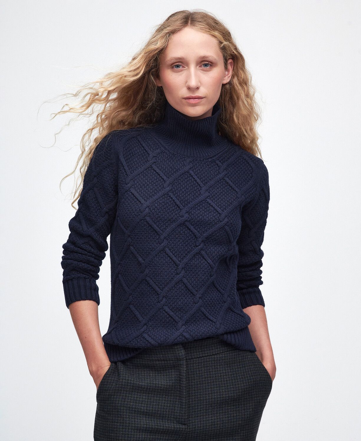 Barbour Burne Roll Neck Knit Jumper Navy 3