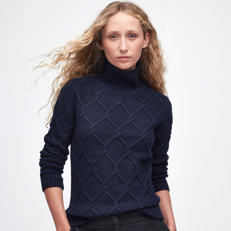 Barbour Burne Roll Neck Knit Jumper Navy 1