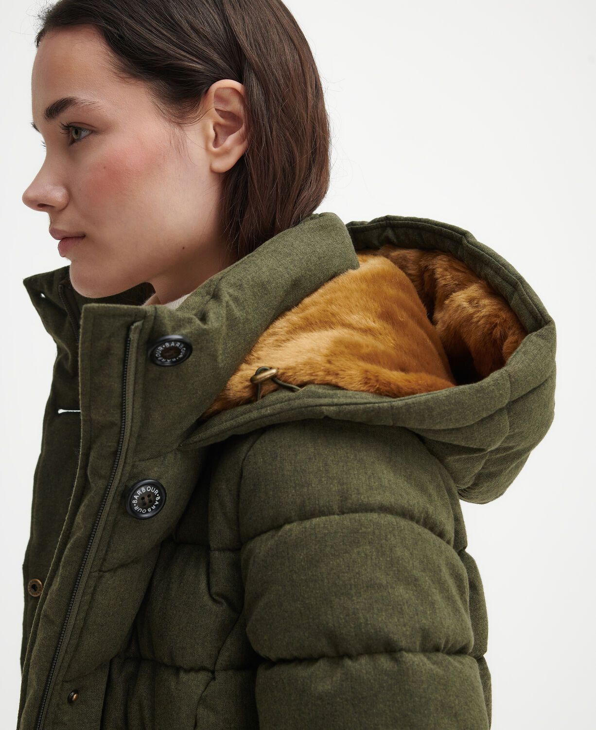 Barbour Camellia Ladies Puffa Jacket Olive 10
