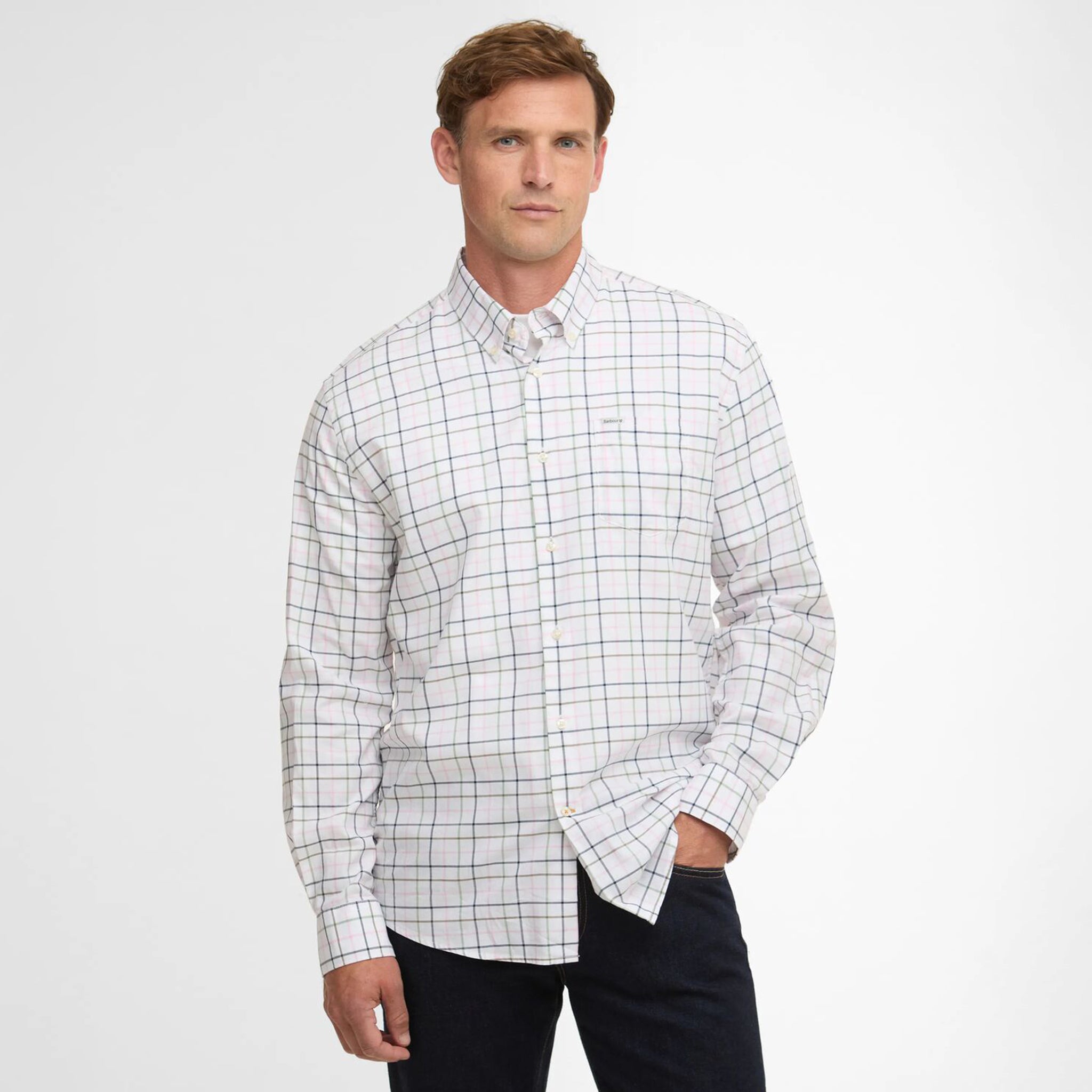Barbour Caswell Men's Tattersall Regular Fit Shirt Pink