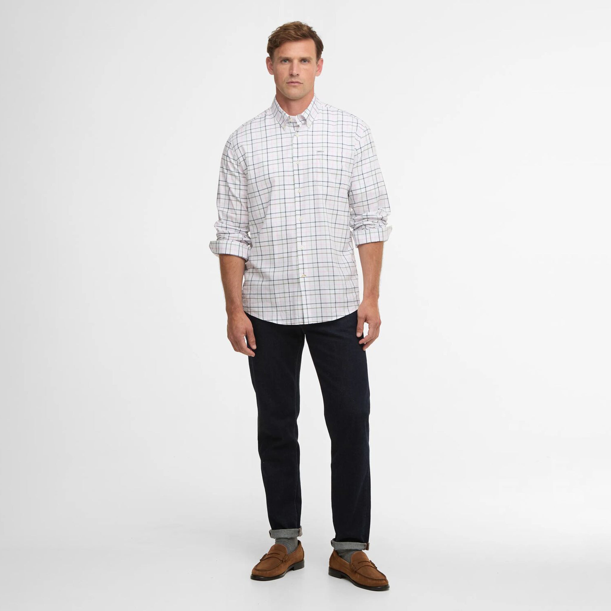 Barbour Caswell Men's Tattersall Regular Fit Shirt Pink