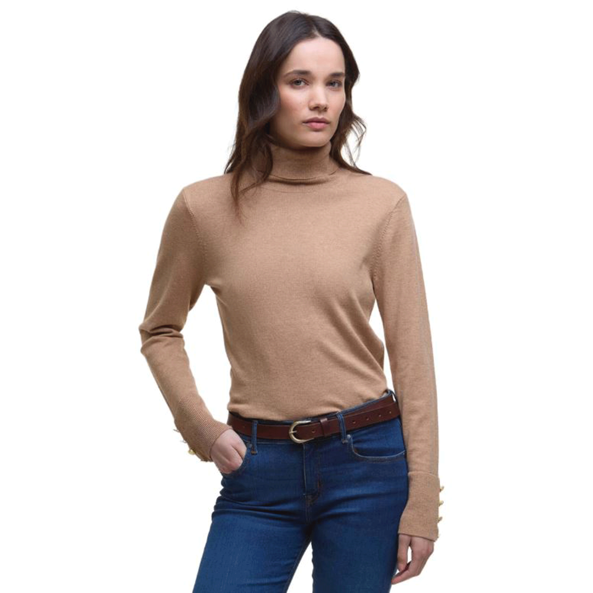 Barbour Corbridge Rollneck Jumper Pale Camel