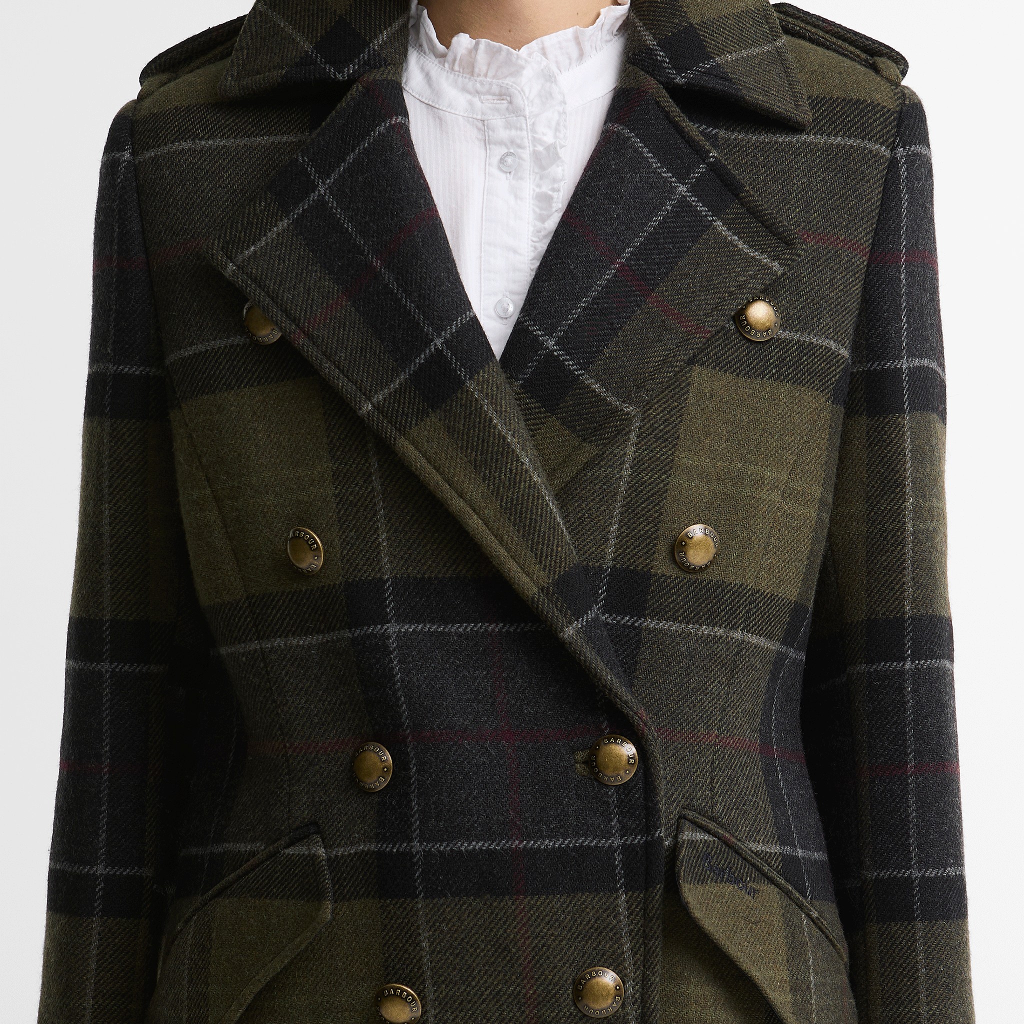 Barbour Cottesmore Checked Wool Coat Shadow Classic Tartan