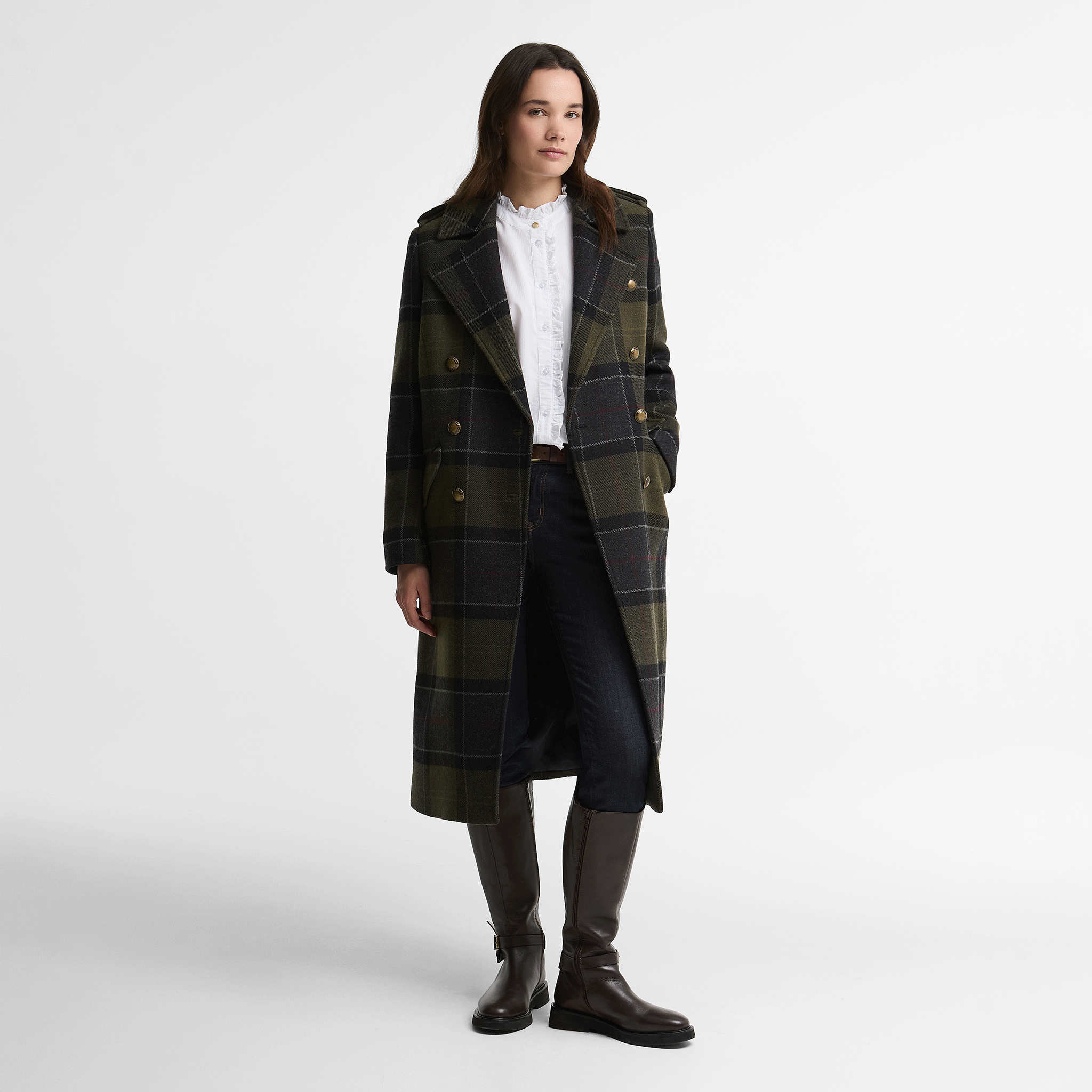 Barbour Cottesmore Checked Wool Coat Shadow Classic Tartan