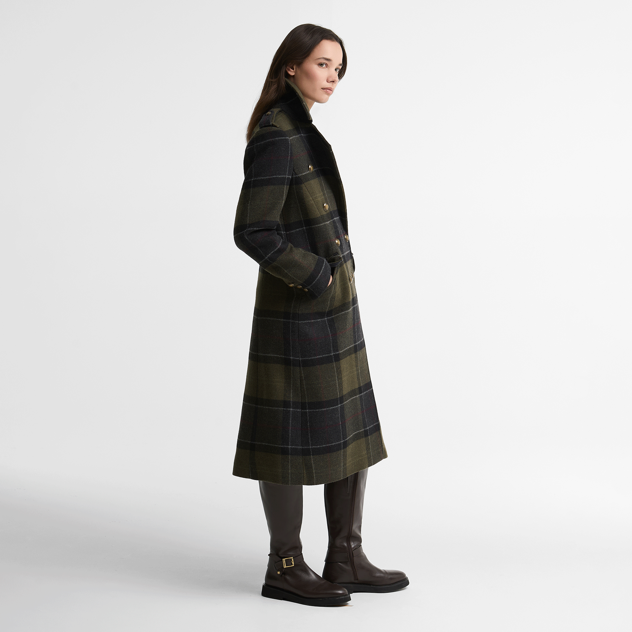 Barbour Cottesmore Checked Wool Coat Shadow Classic Tartan