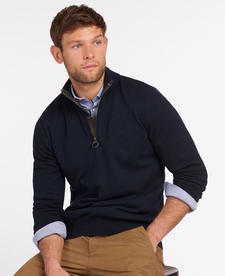 Barbour Cotton Half Zip Sweater Navy 3