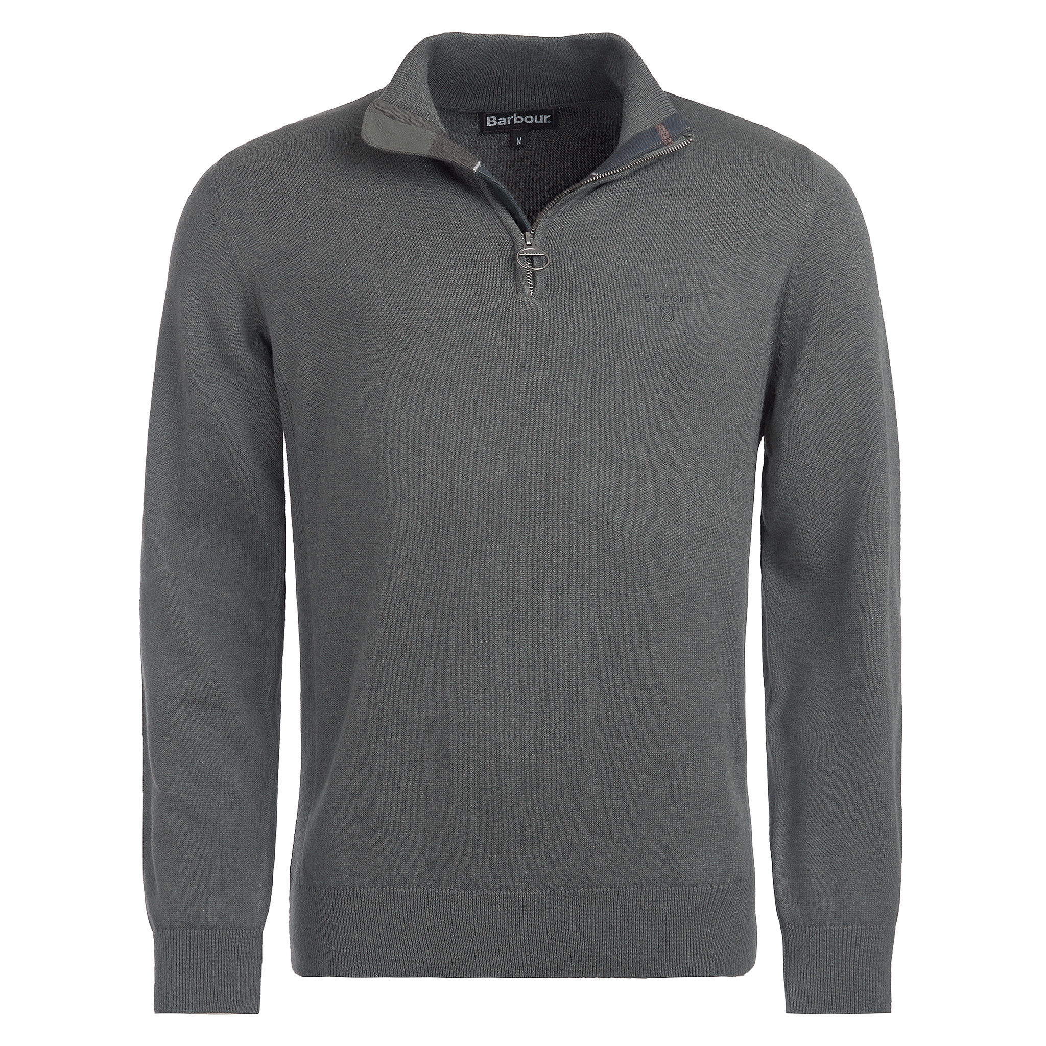 Barbour Cotton Quarter-Zip Jumper Olive Marl Mens