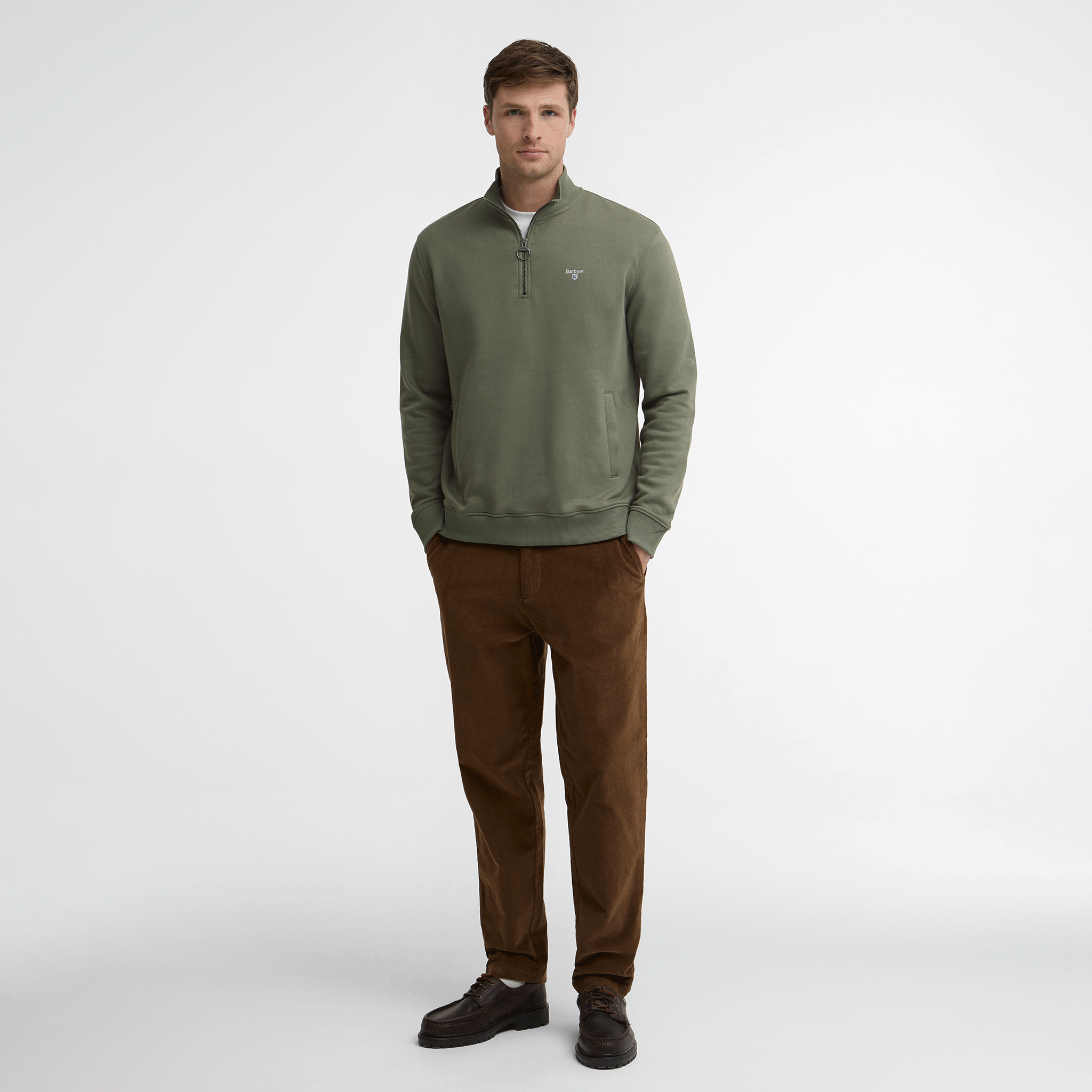 Barbour Desmond Half-Zip Sweatshirt Agave Green Mens