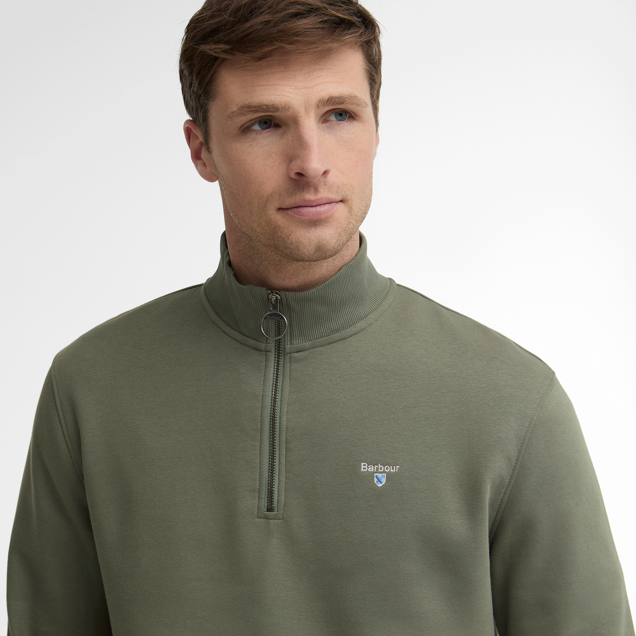 Barbour Desmond Half-Zip Sweatshirt Agave Green Mens