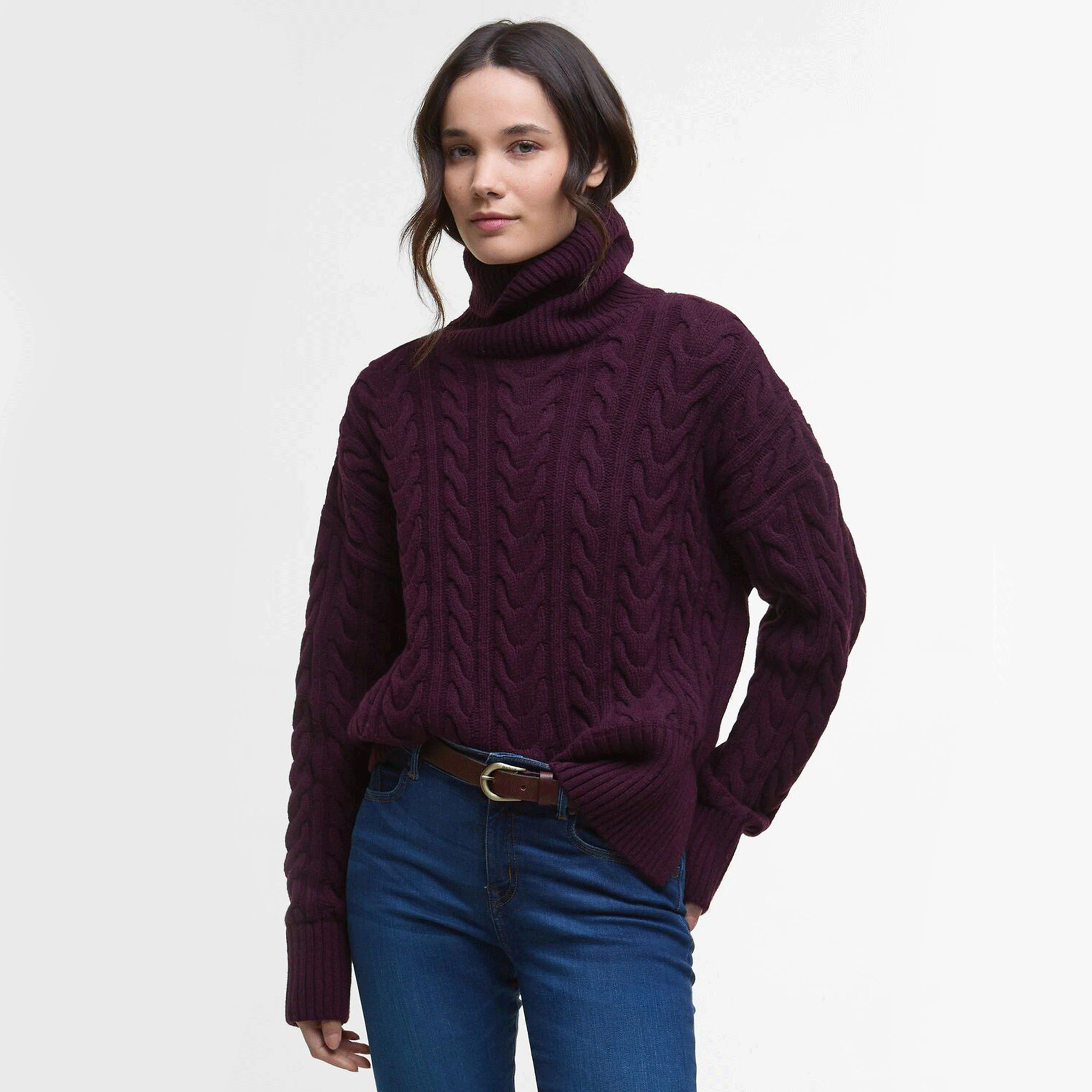 Barbour Embleton Rollneck Jumper Black Cherry