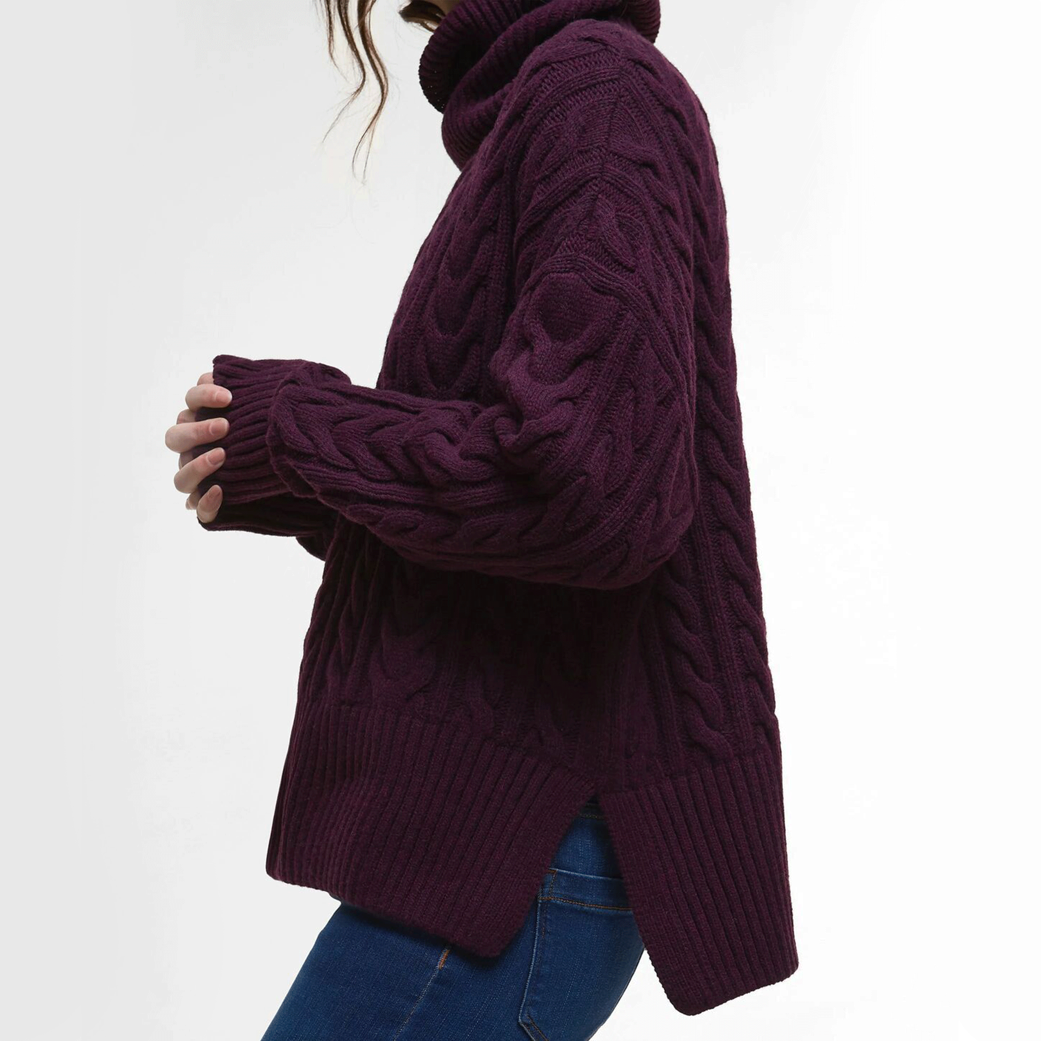Barbour Embleton Rollneck Jumper Black Cherry