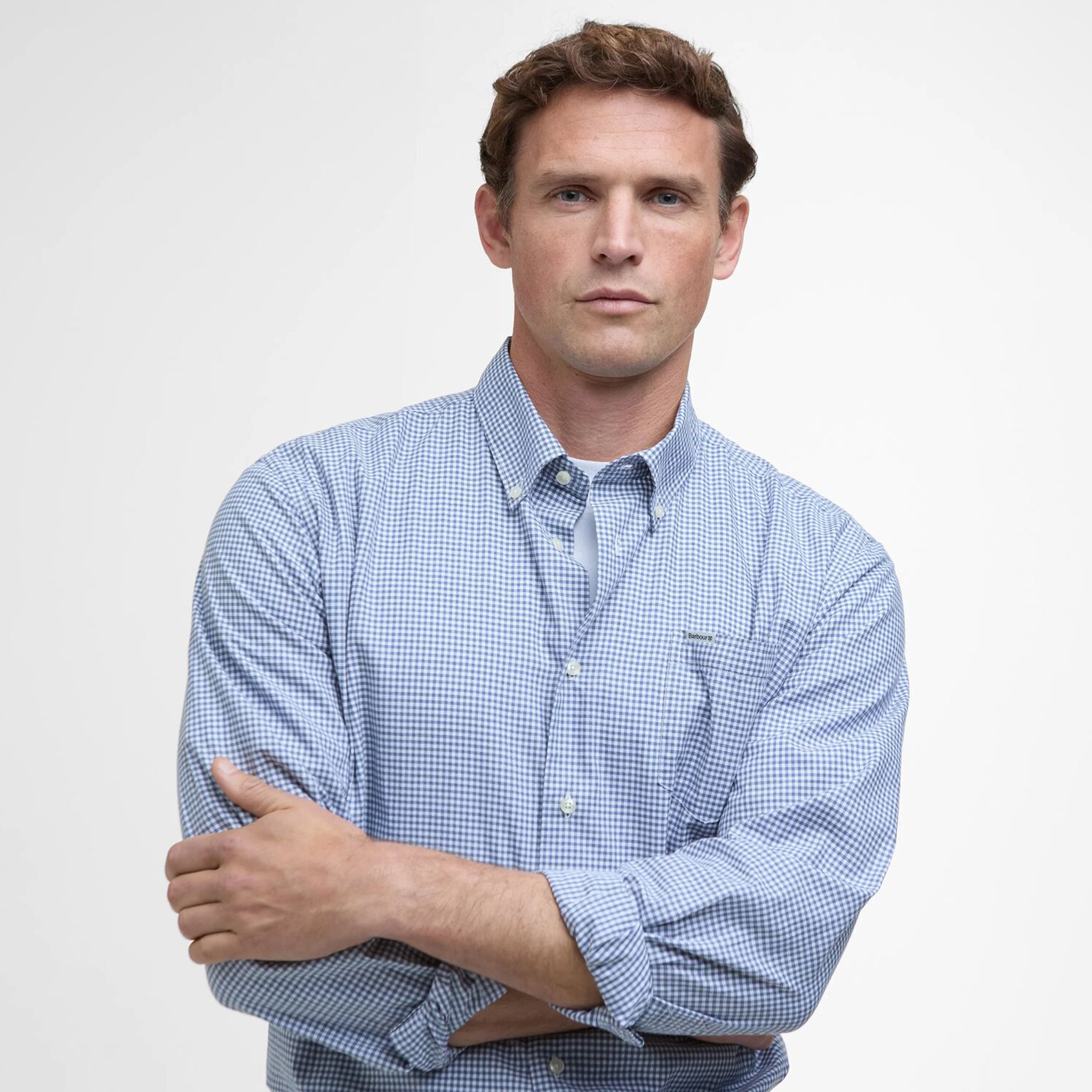 Barbour Finwell Men's Gingham Tailored Shirt Sky