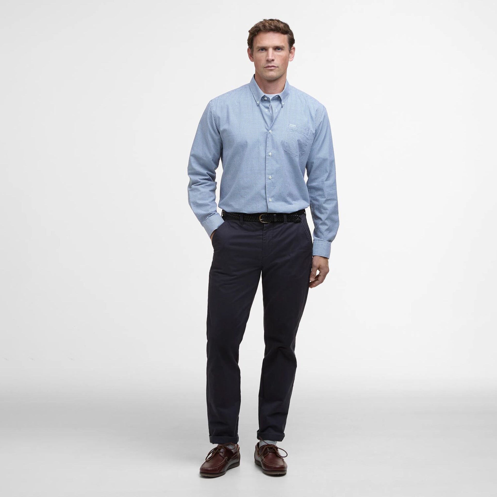 Barbour Finwell Men's Gingham Tailored Shirt Sky