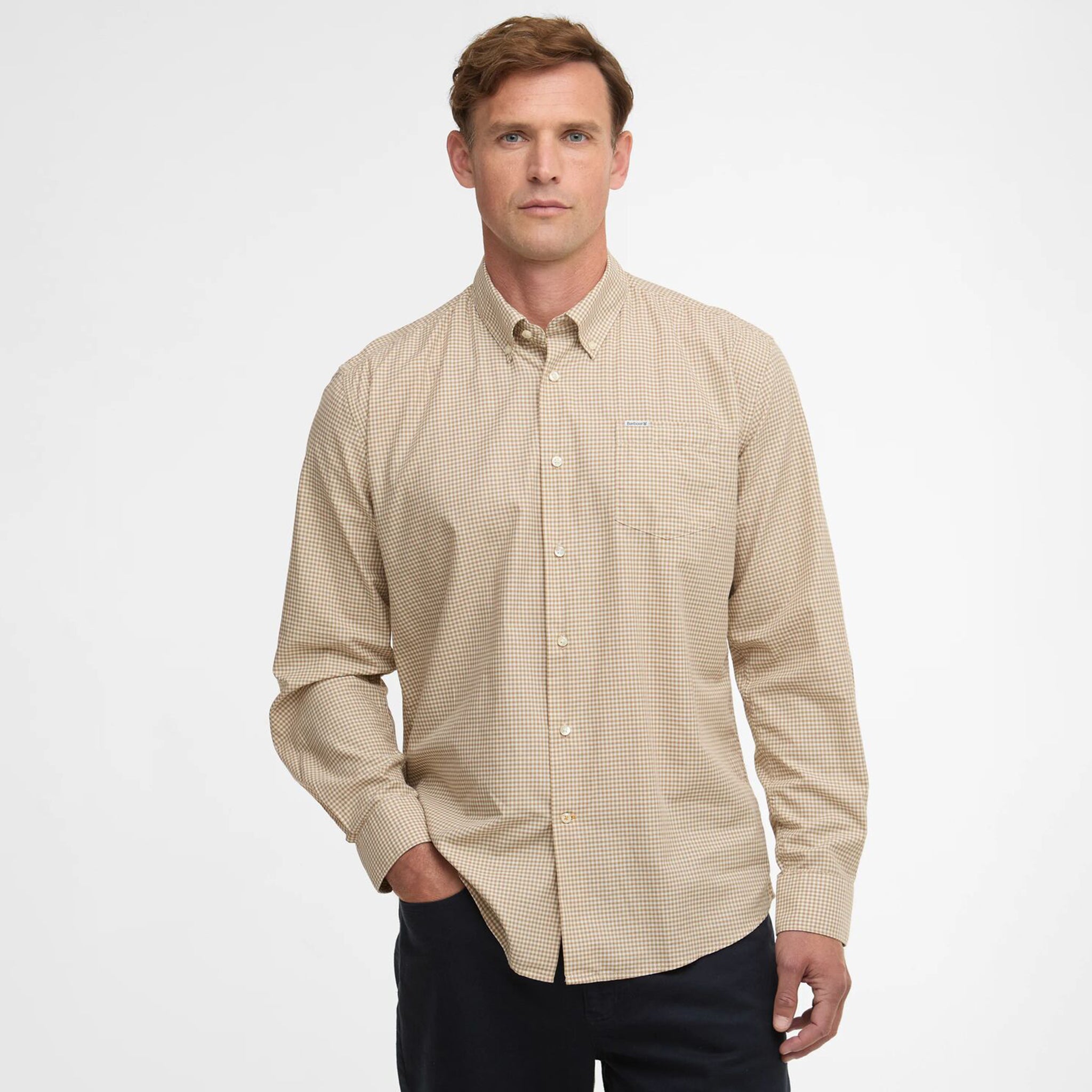 Barbour Finwell Men's Gingham Tailored Shirt Stone