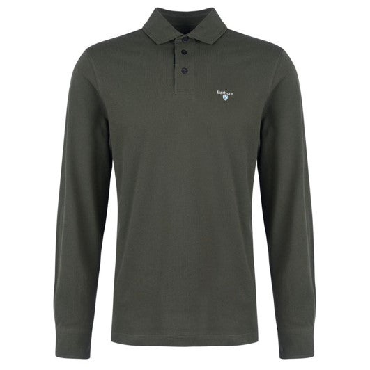 Barbour Firbank Long Sleeve Polo Shirt Olive 1