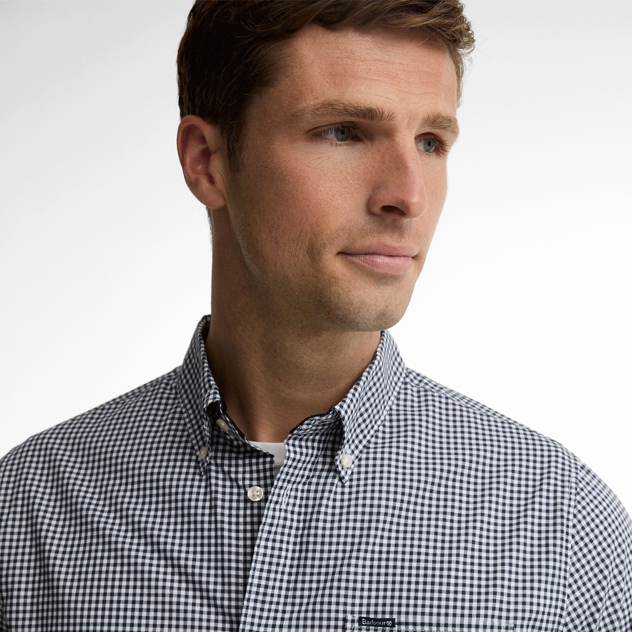 Barbour Harbourwall Tailored Long-Sleeved Shirt Navy Mens