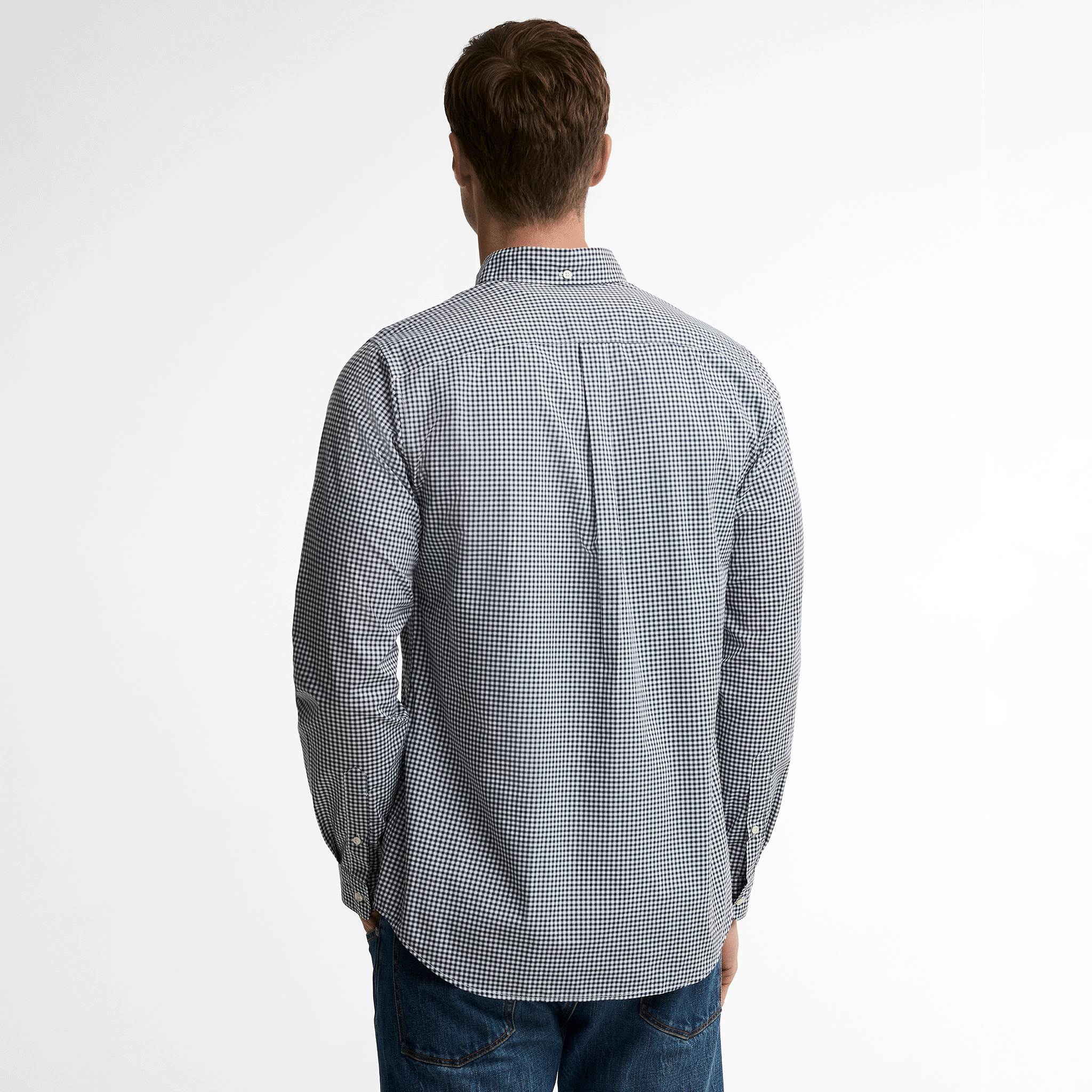 Barbour Harbourwall Tailored Long-Sleeved Shirt Navy Mens