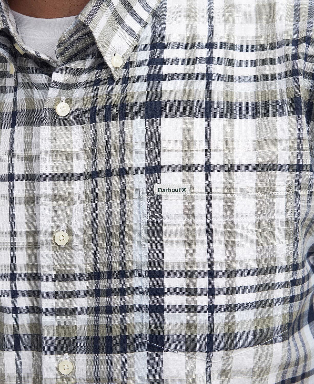 Barbour Hartley Regular Short Sleeve Checked Shirt Olive 4