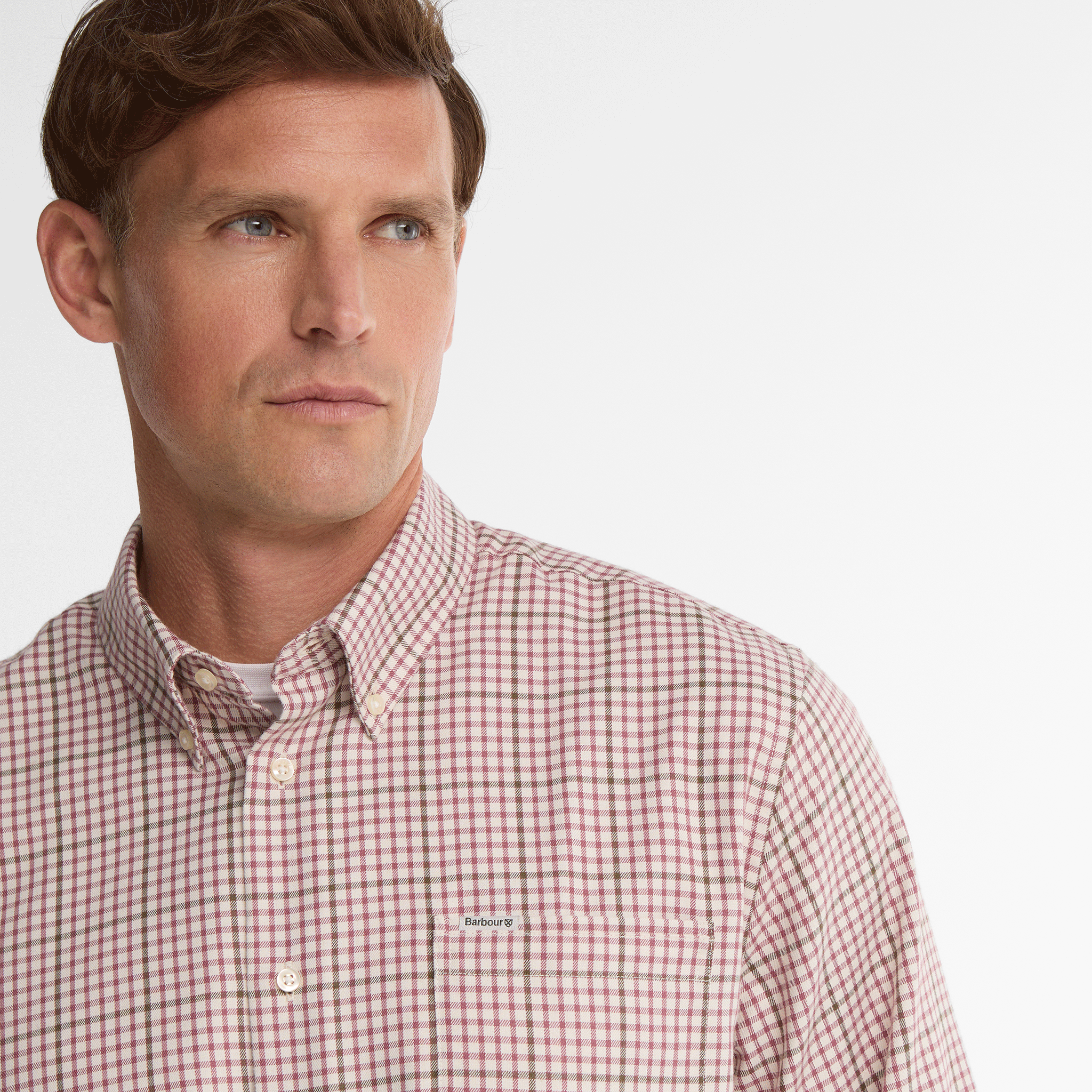 Barbour Henderson Thermo Weave Long-Sleeved Shirt Mauve Mens