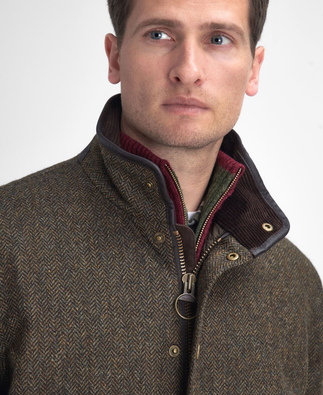 Barbour Hereford Men's Tweed Wool Jacket Olive 5