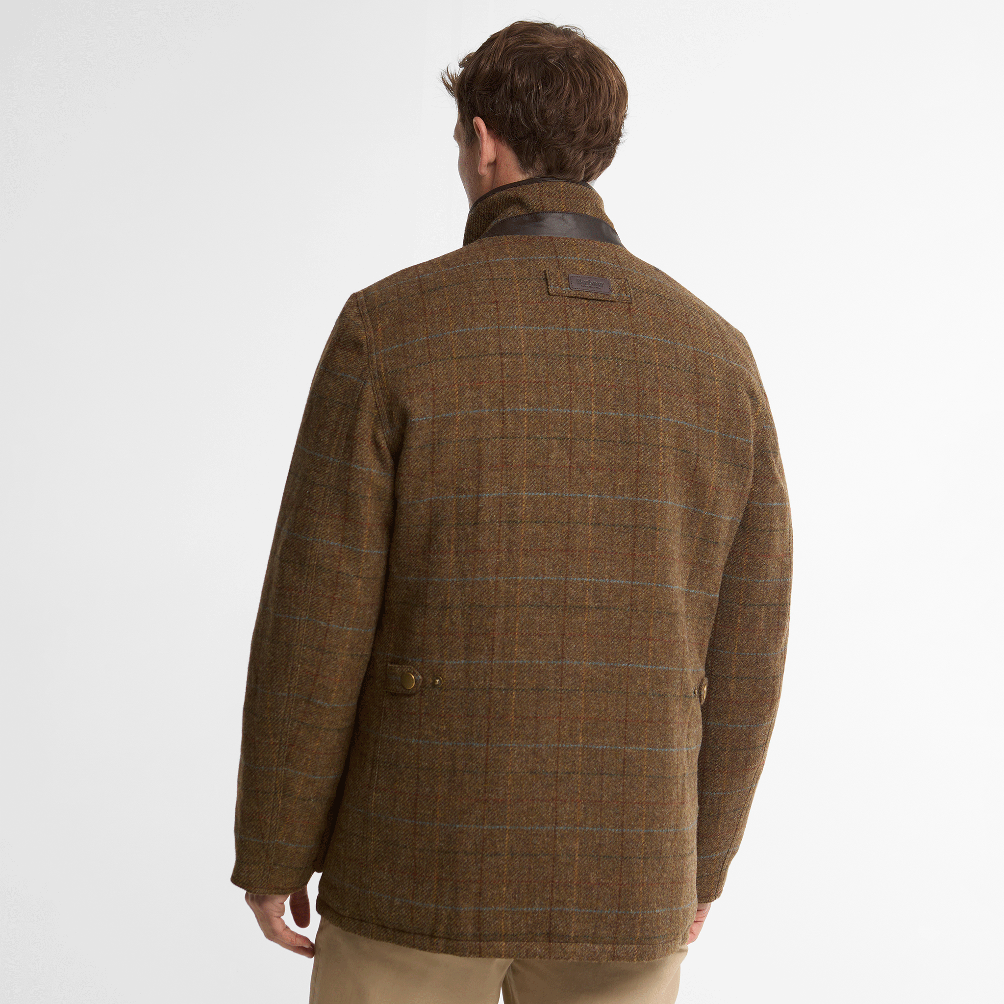 Barbour Hereford Tweed Wool Jacket Moss Green Mens