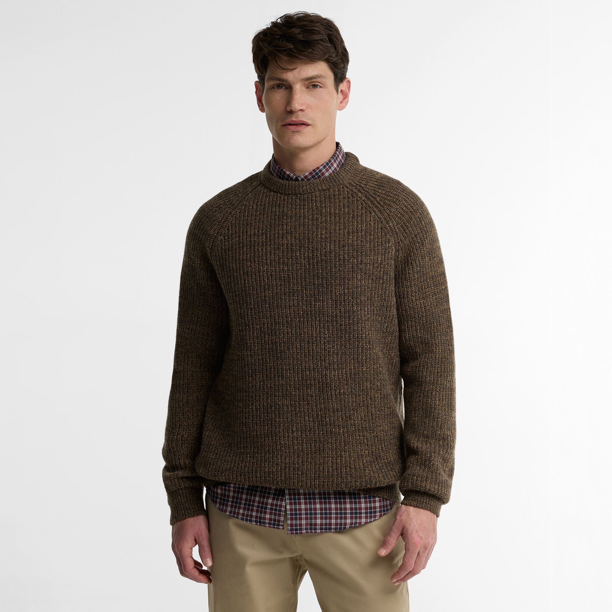 Barbour Horseford Crew Neck Jumper Camel Mens
