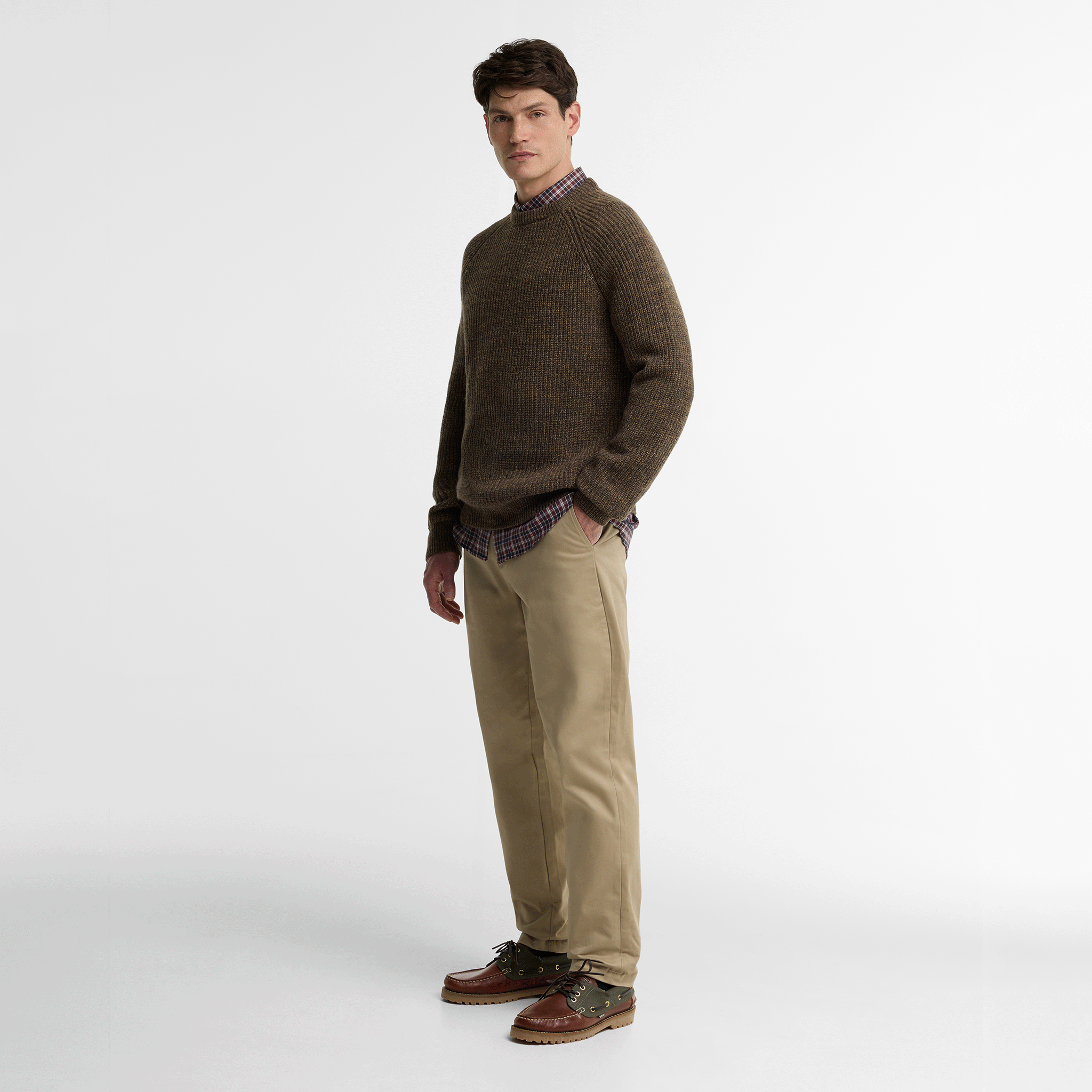 Barbour Horseford Crew Neck Jumper Camel Mens