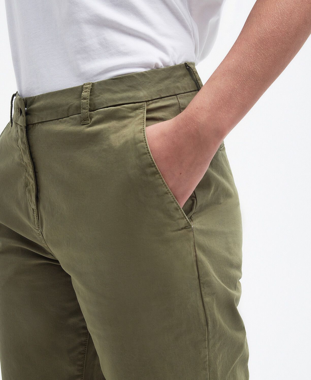 Barbour Ladies Cropped Chinos Khaki 4