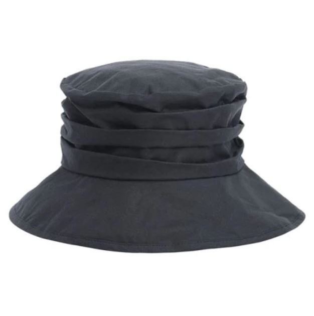 Barbour Ladies Tartan Lined Wax Sports Hat Navy 1