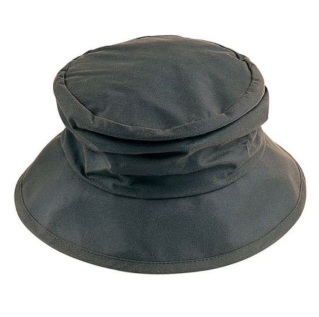 Barbour Ladies Tartan Lined Wax Sports Hat Olive 1