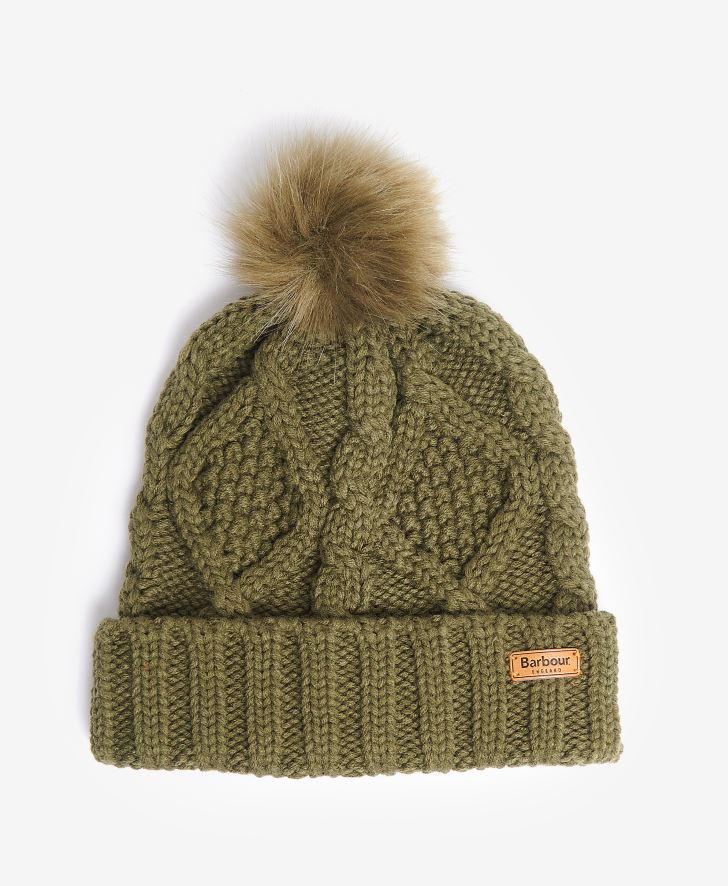 Barbour Ladies Ridley Beanie & Scarf Set Olive 3