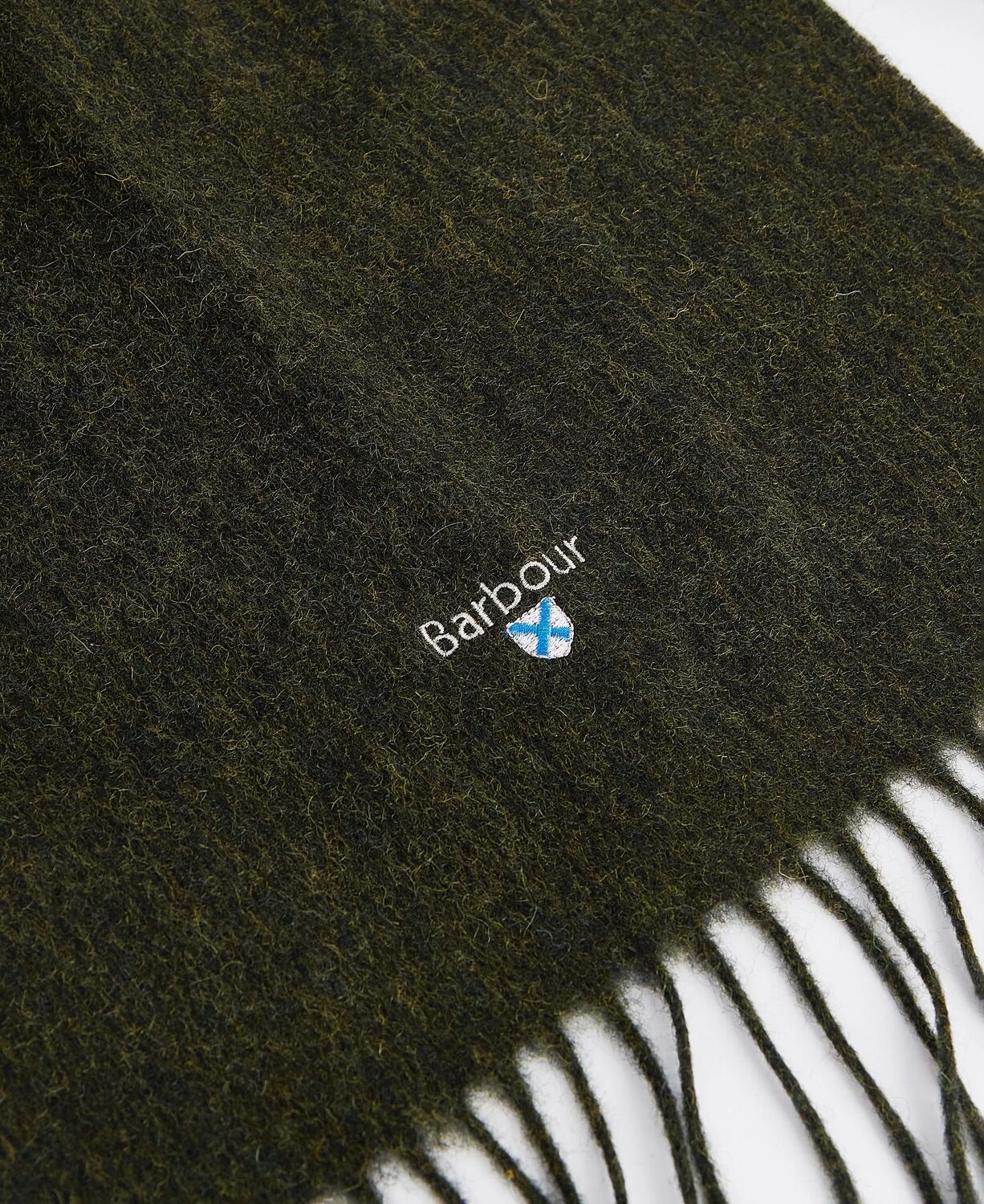 Barbour Lambswool Plain Woven Scarf Seaweed 2