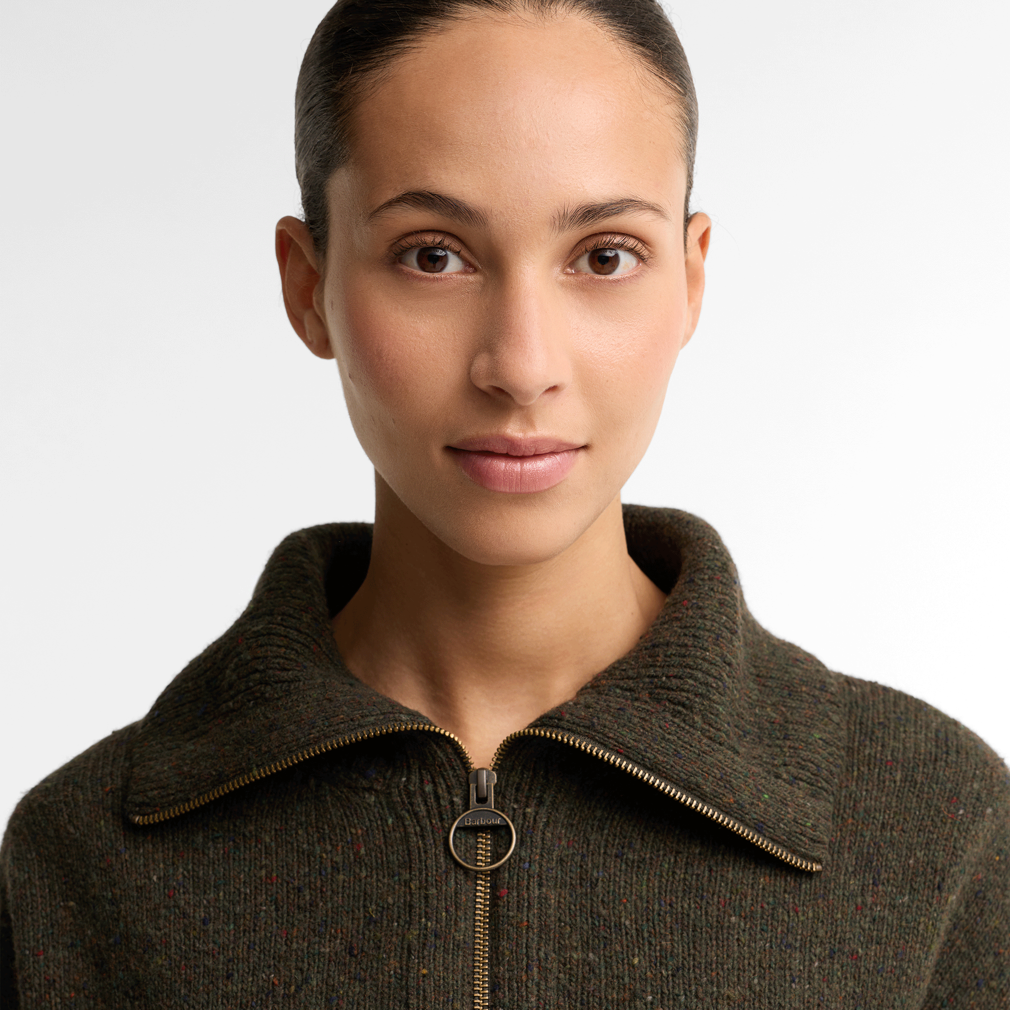 Barbour Lavensdale Quarter-Zip Jumper Olive Womens