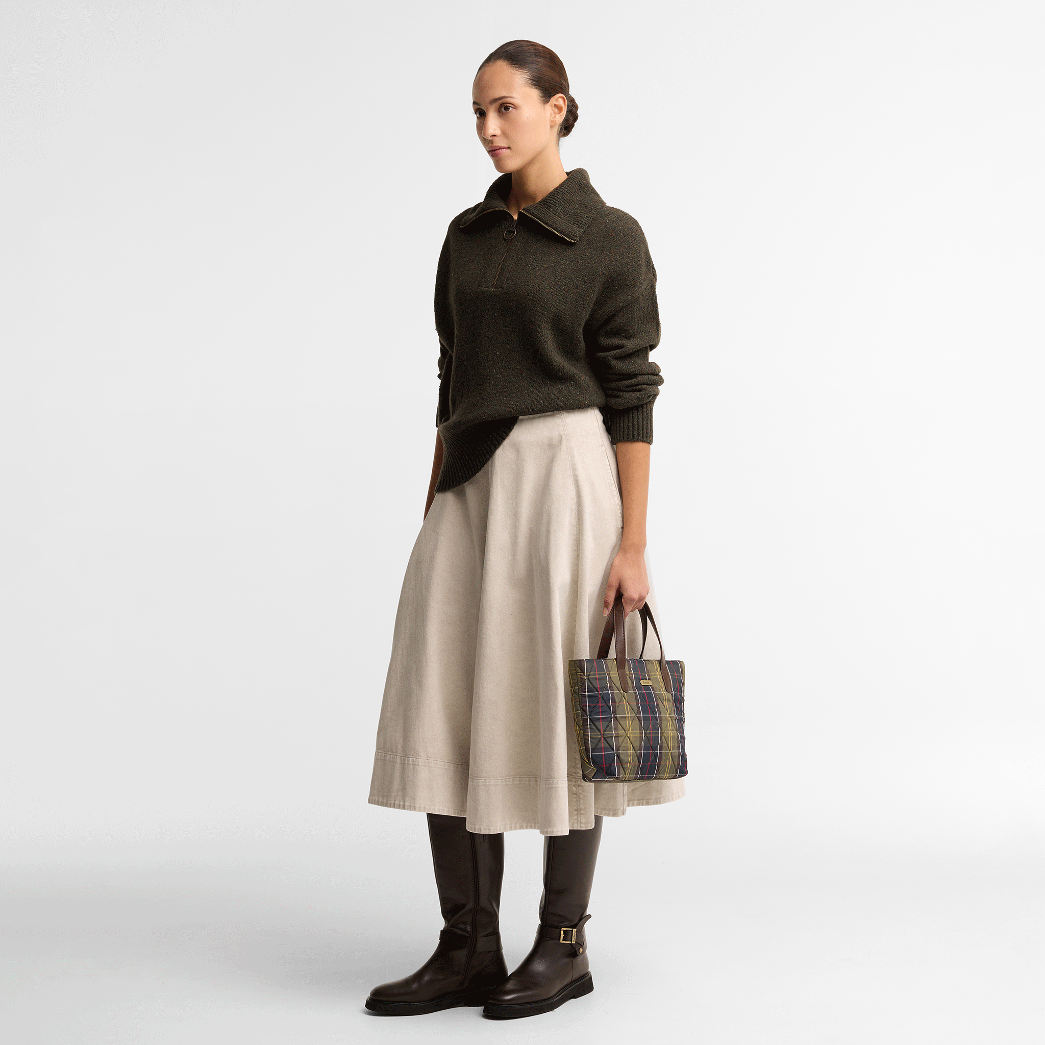 Barbour Lavensdale Quarter-Zip Jumper Olive Womens