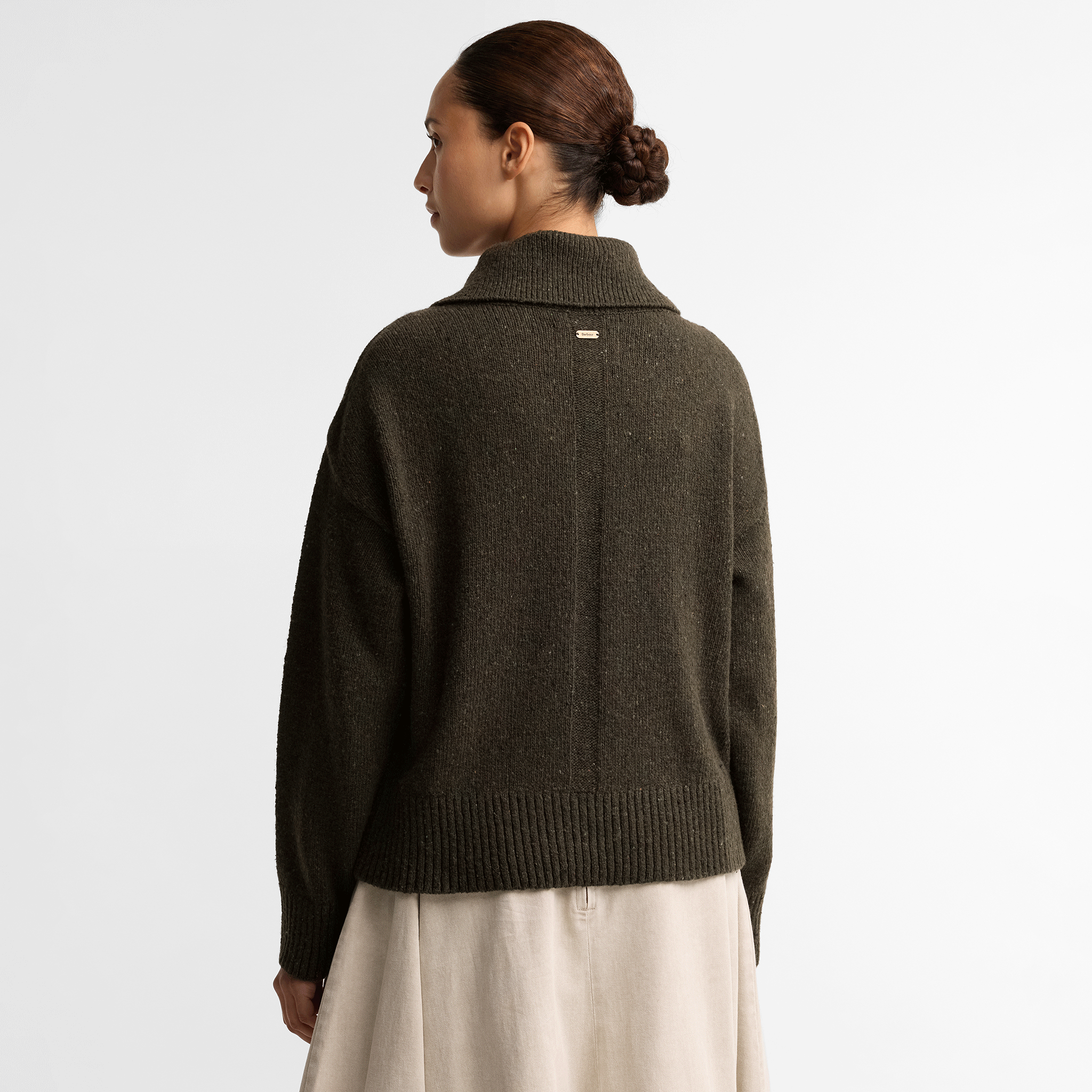 Barbour Lavensdale Quarter-Zip Jumper Olive Womens