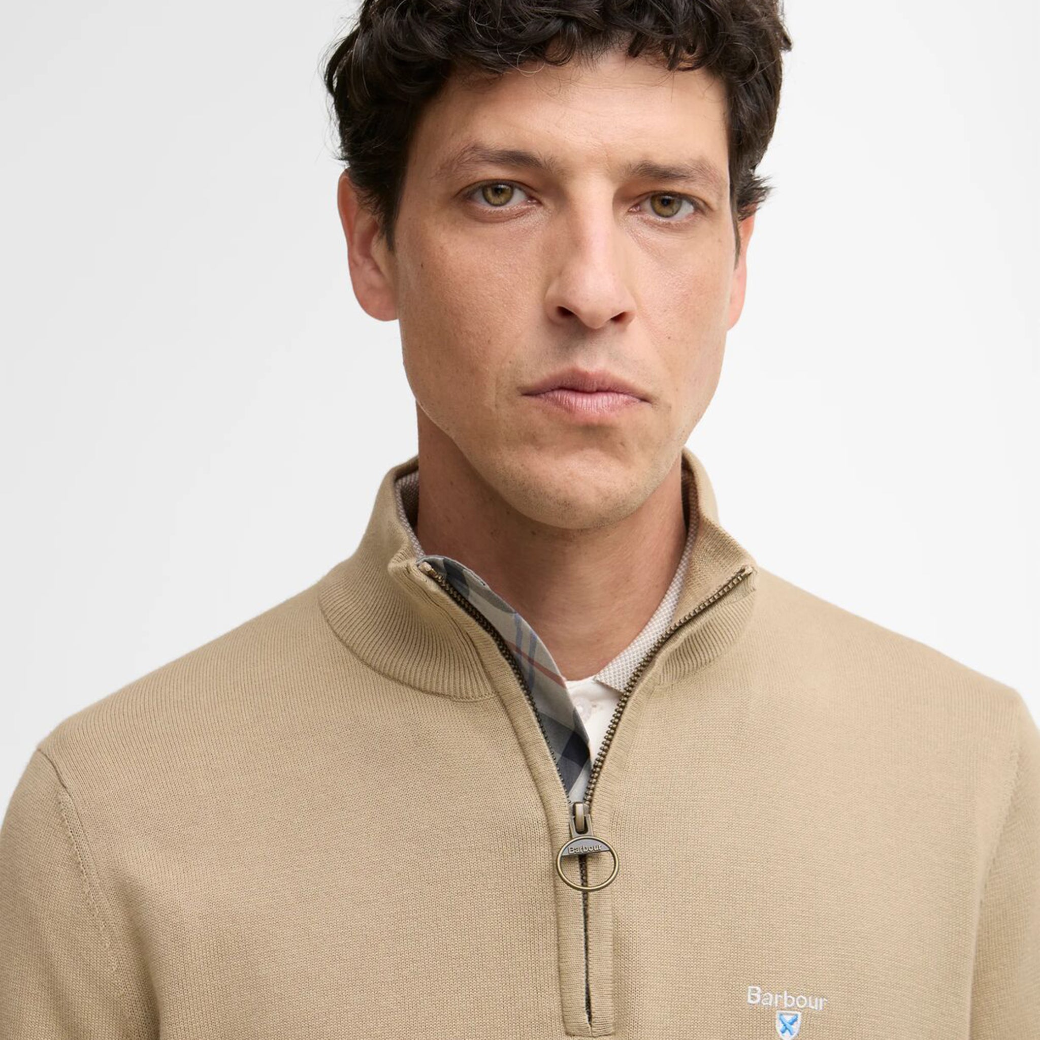 Barbour Lingwood Men's Compact Half Zip Sweater Washed Stone