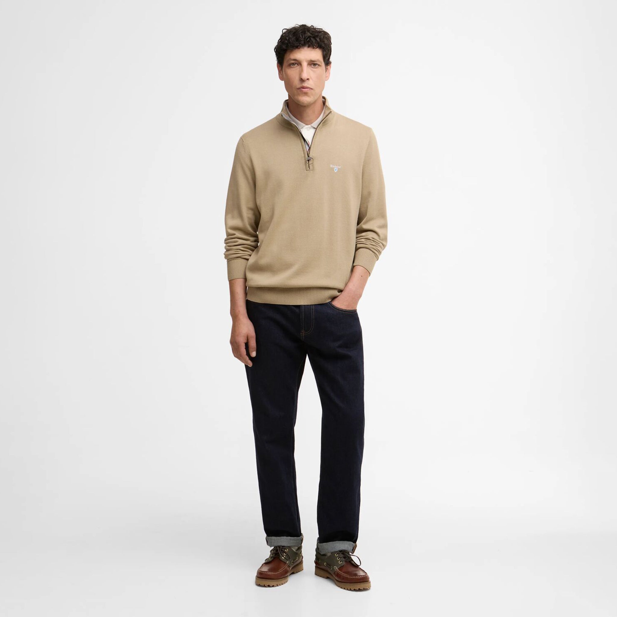 Barbour Lingwood Men's Compact Half Zip Sweater Washed Stone